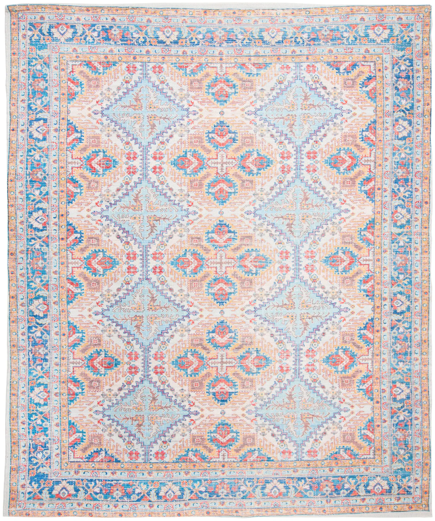 Saffron Tribal Lattice Hand-Loomed Rug