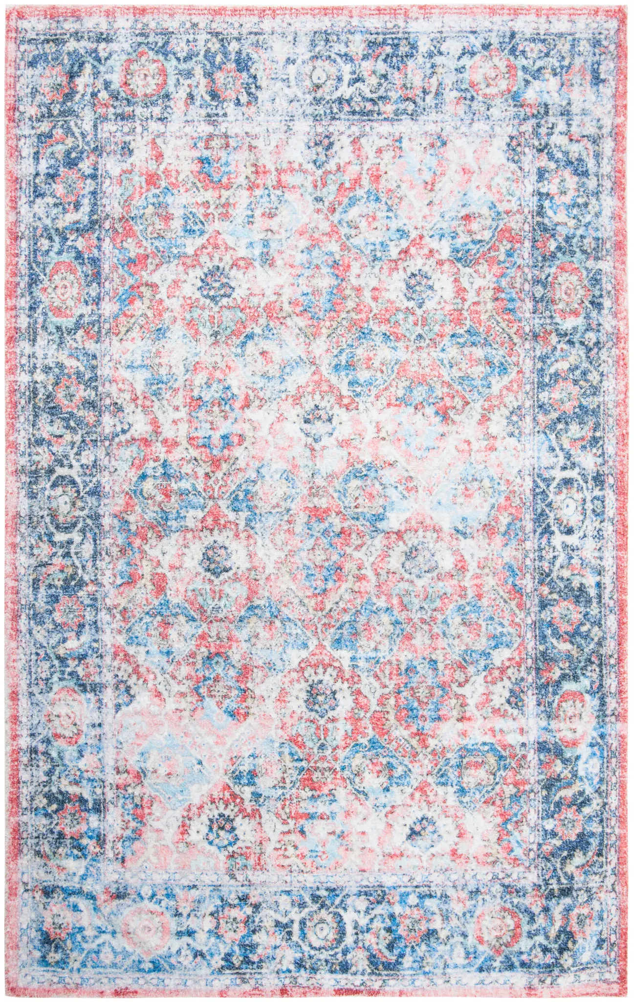 Saffron Distressed Floral Bordered Hand-Loomed Rug