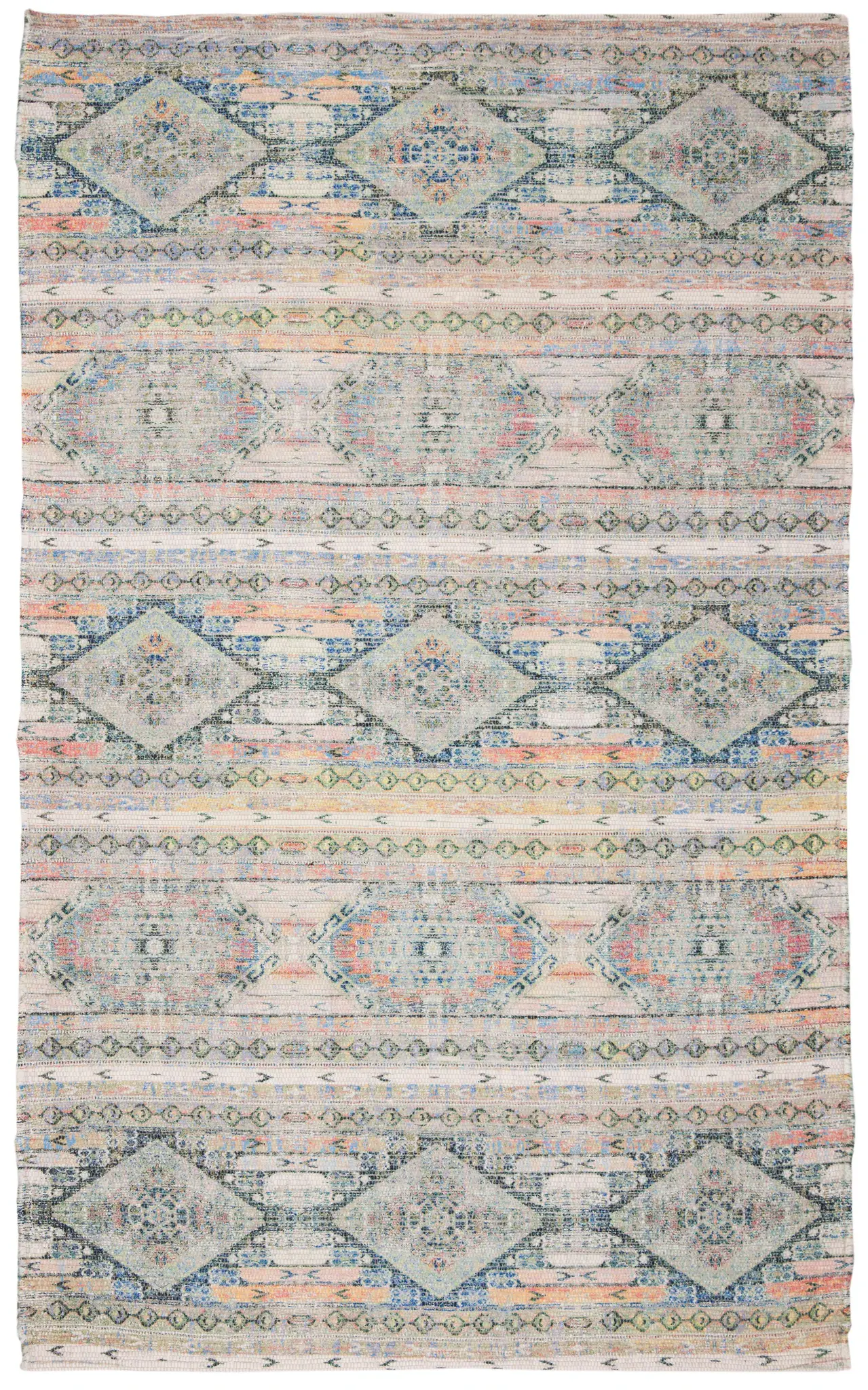 Saffron Diamond Banded Hand-Loomed Rug