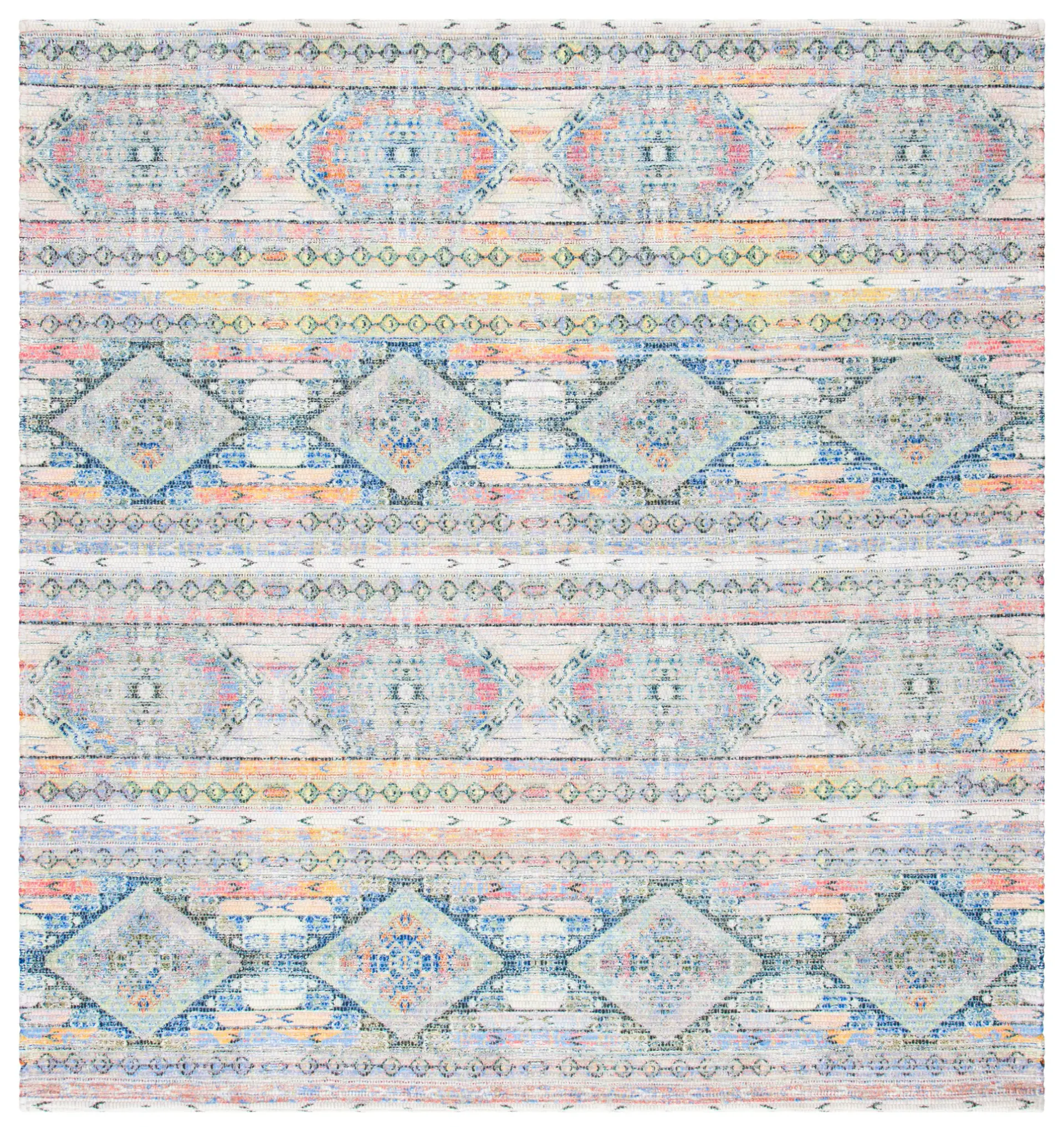 Saffron Diamond Banded Hand-Loomed Rug