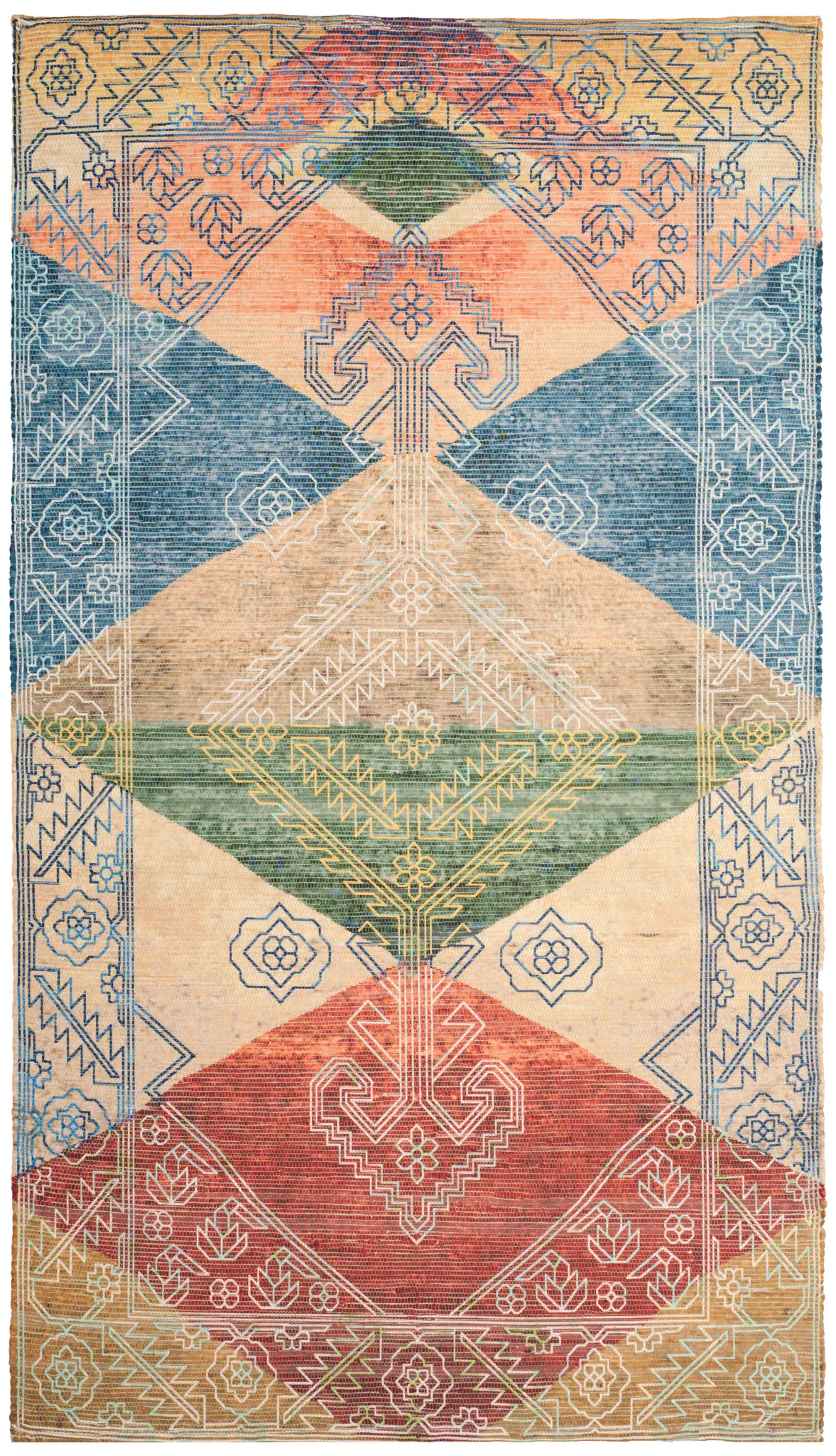 Saffron Tribal Diamond Hand-Loomed Rug