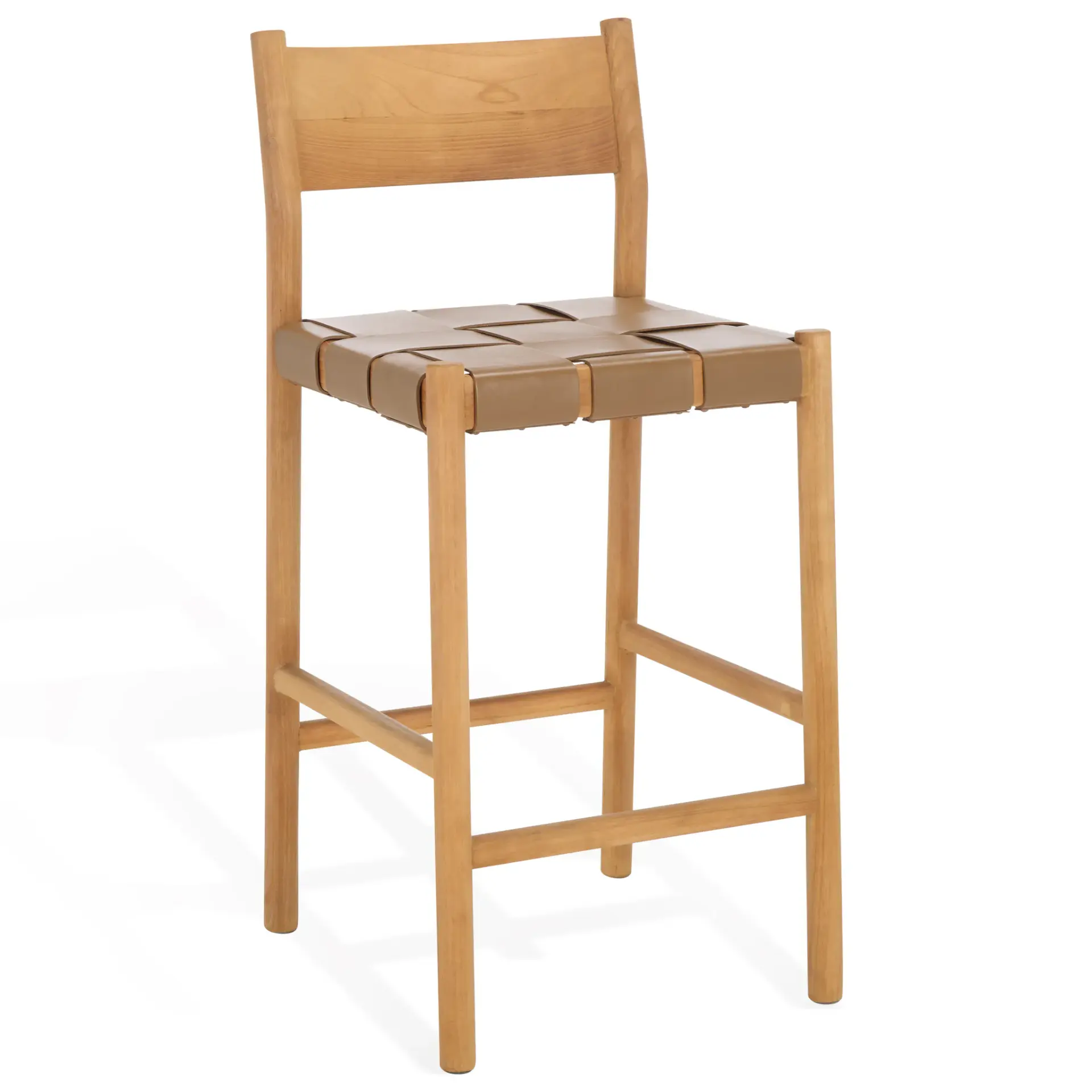 Devnie Woven Leather Counter Stool