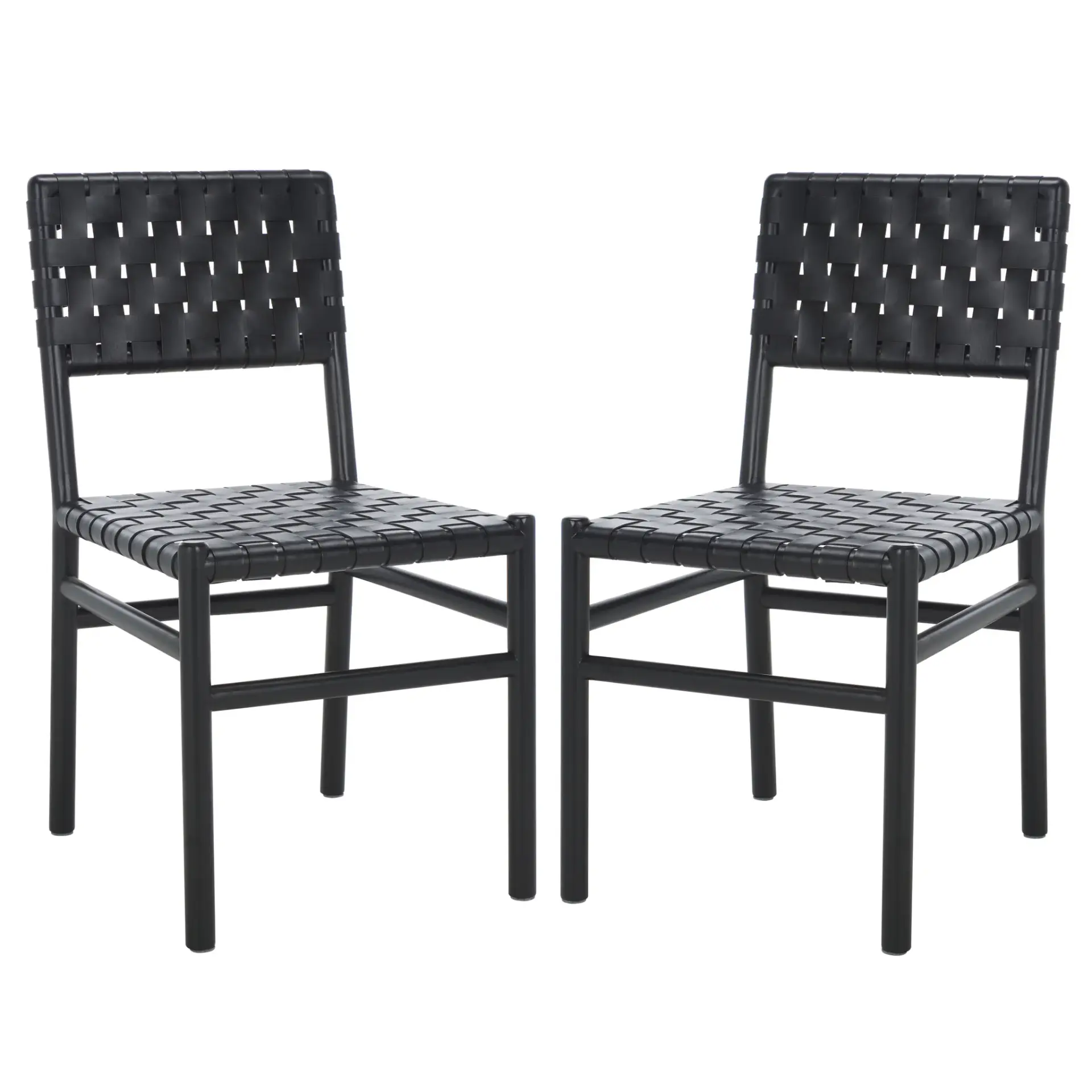 Jeremiah Woven Leather Dining Chair (Set of 2)