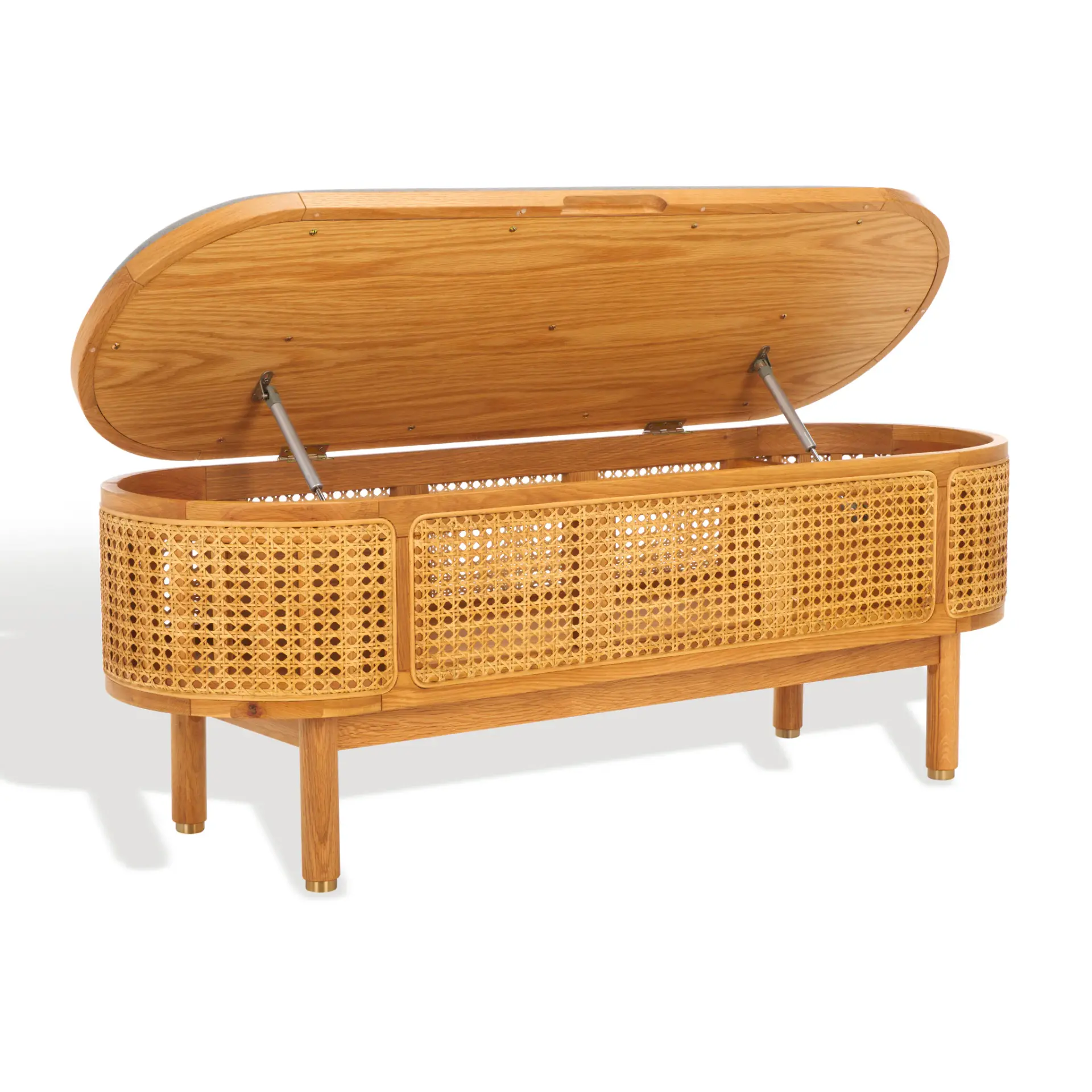 Dolly Cane And Wood Storage Bench