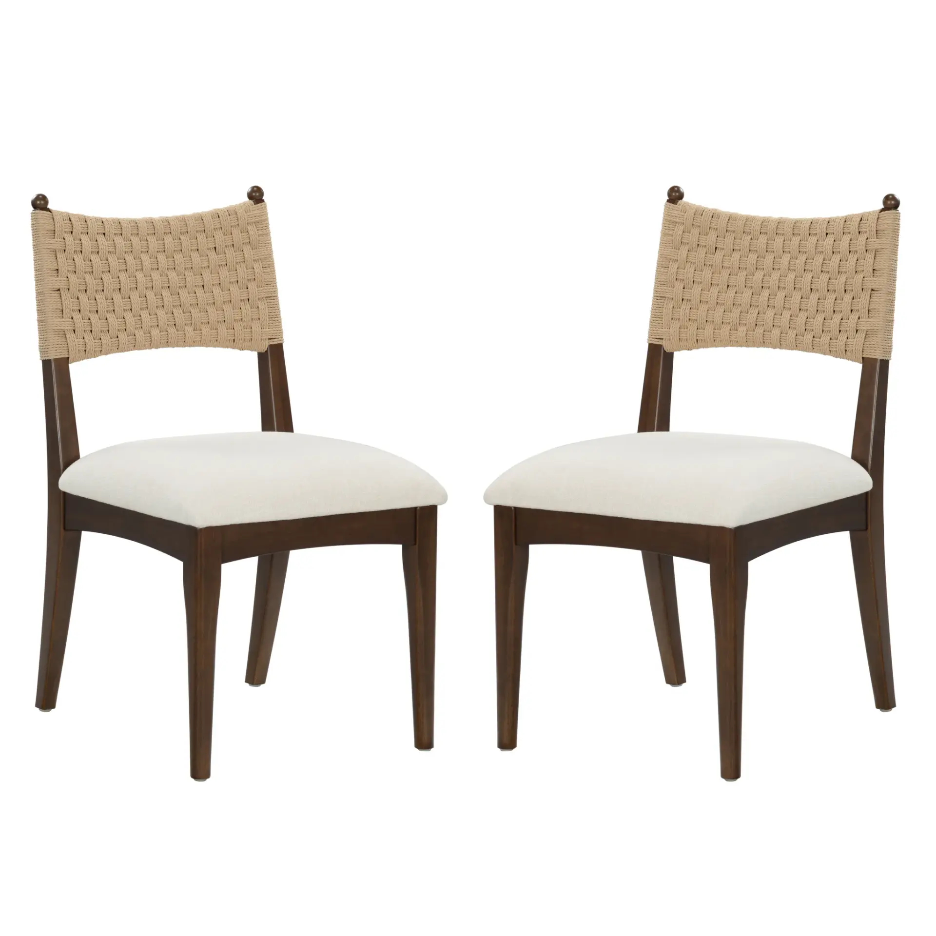 Capriano Woven Back Wood Dining Chair (Set of 2)