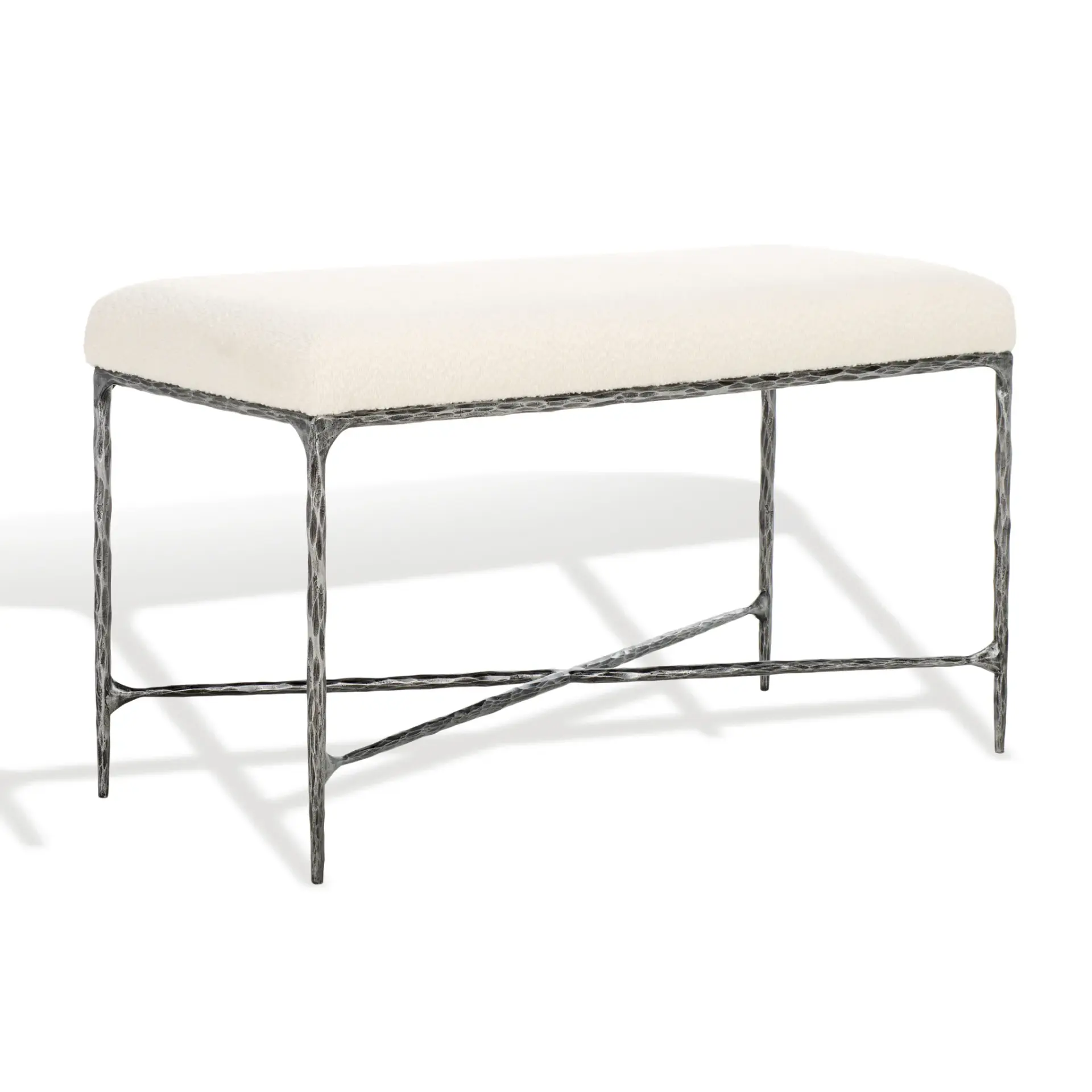 Mandy Boucle And Metal Bench
