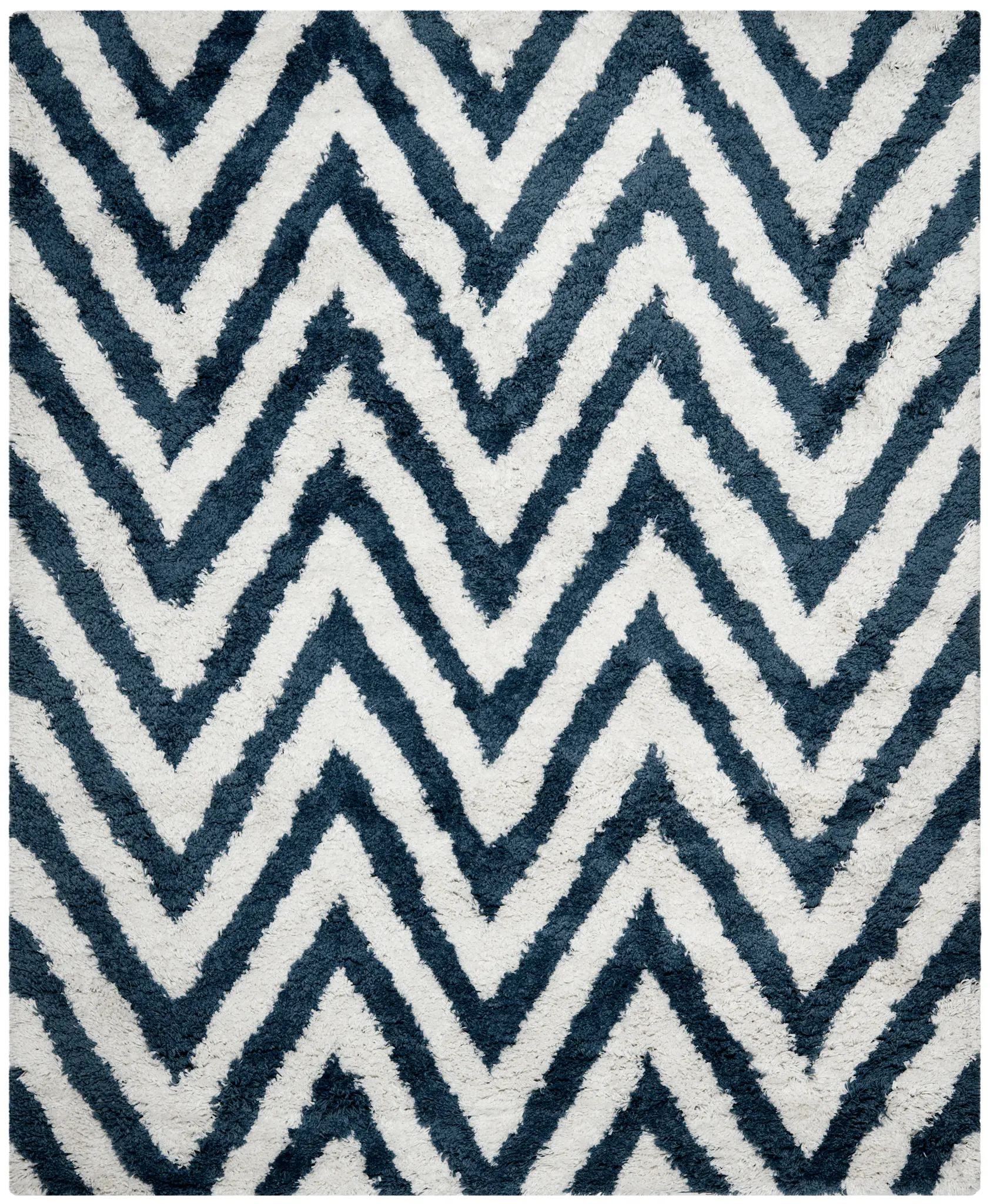 Classic Hand-Tufted Chevron Shag Rug