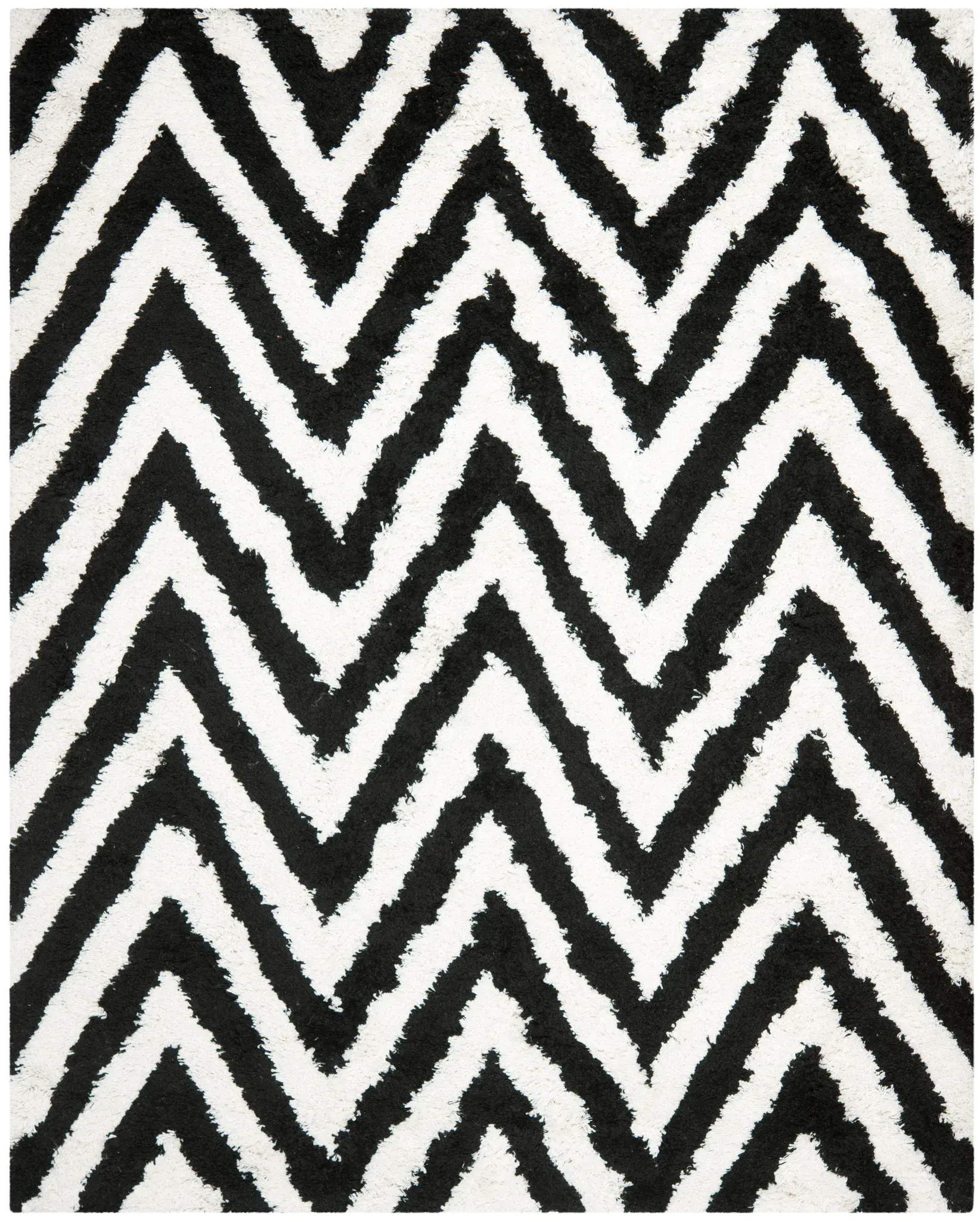 Classic Hand-Tufted Chevron Shag Rug