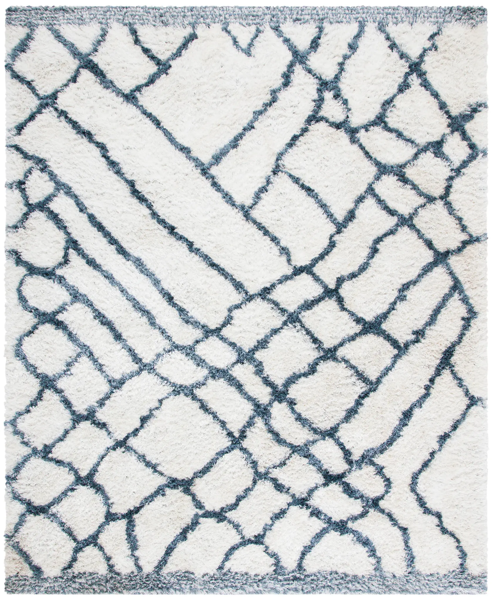 Toronto Abstract Grid Hand-Tufted Shag Rug