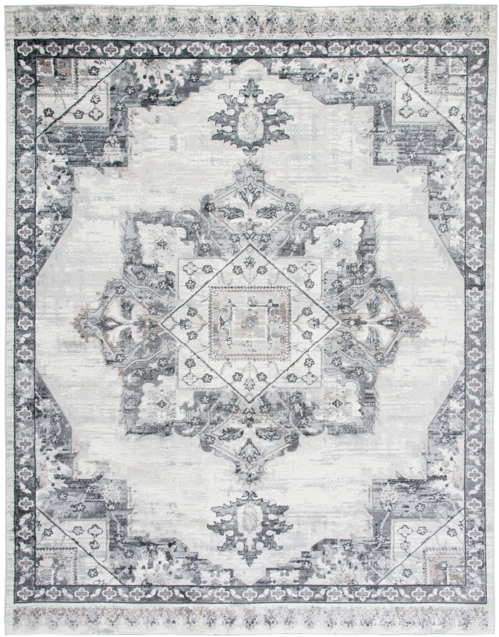 Shivan Distressed Geometric Medallion Rug