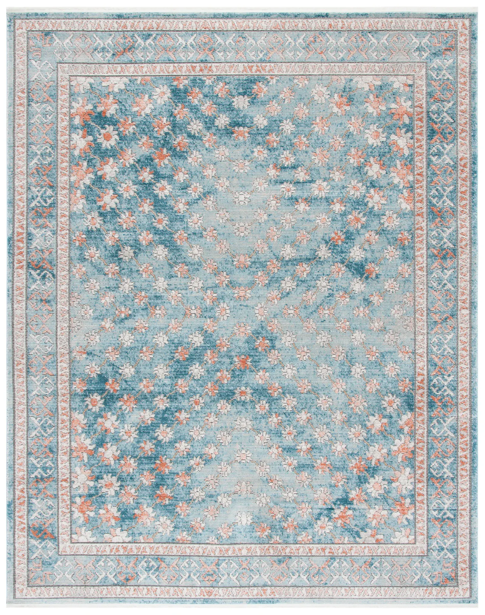 Shivan Floral Diamond Grid Rug