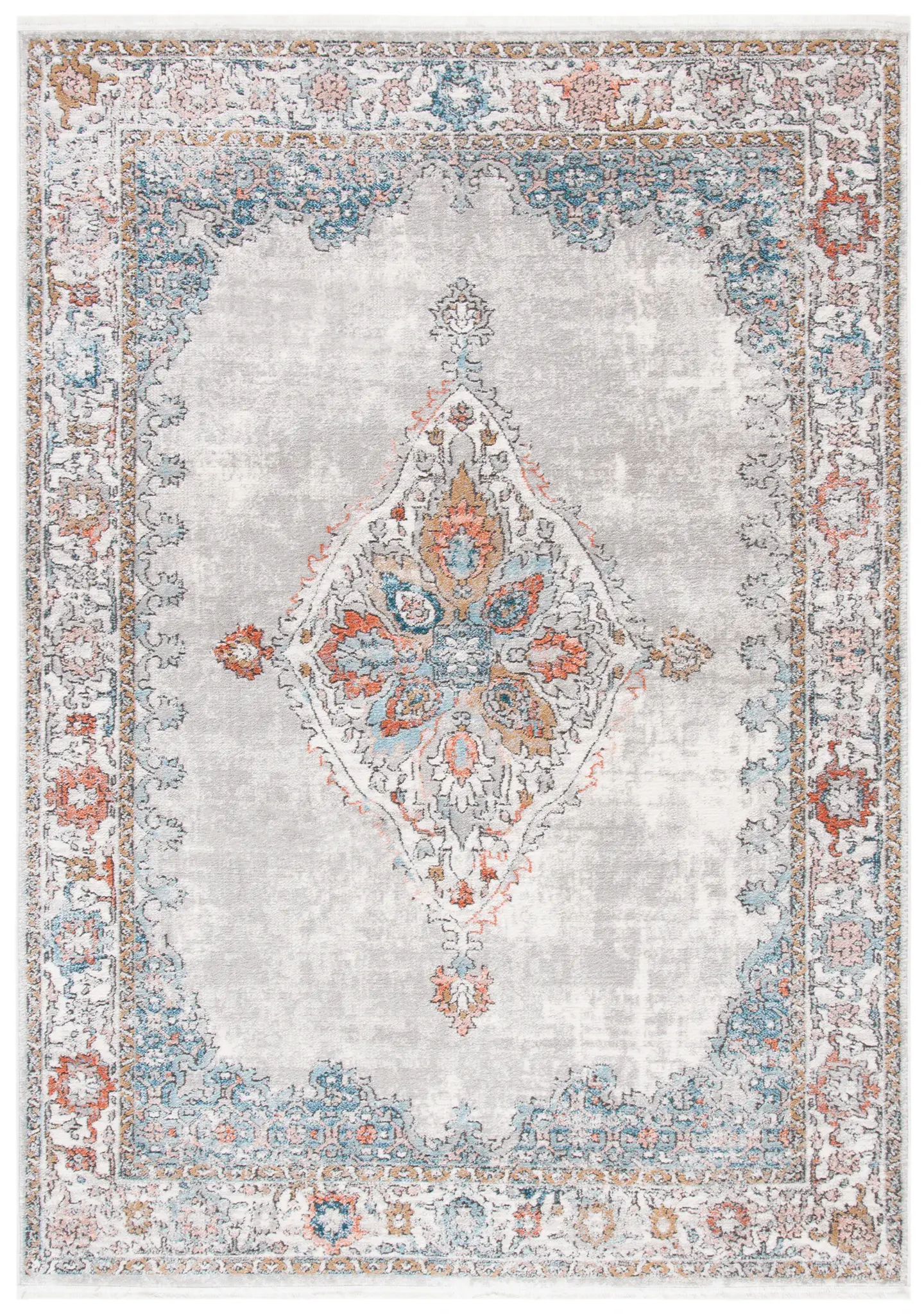 Shivan Traditional Diamond Medallion Border Rug