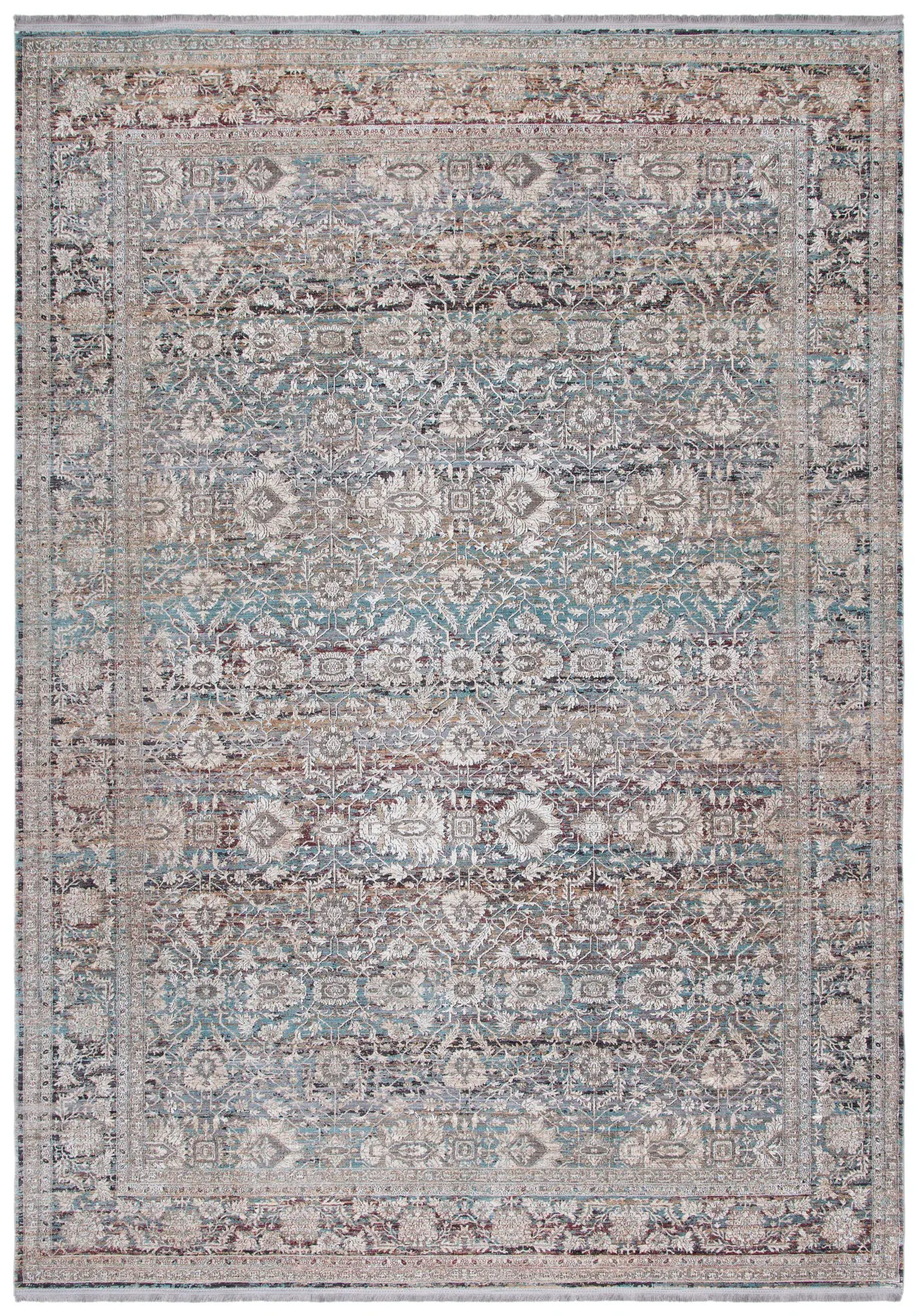Signature Distressed Floral Border Rug