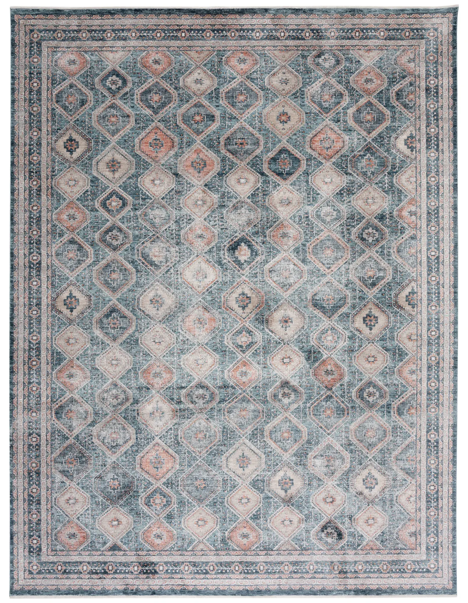 Signature Distressed Diamond Grid Rug