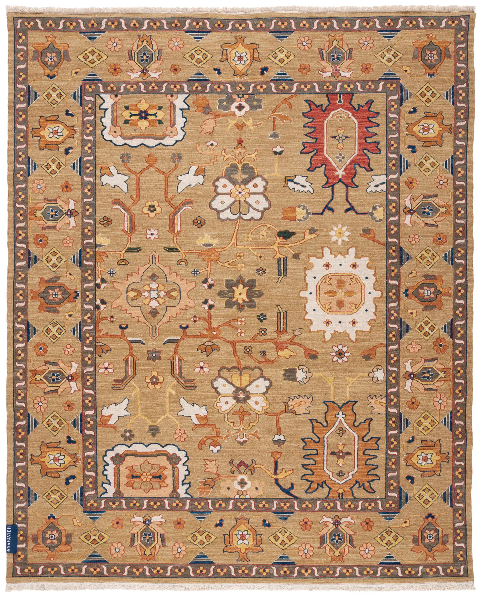 Sumak Floral Border Wool Rug