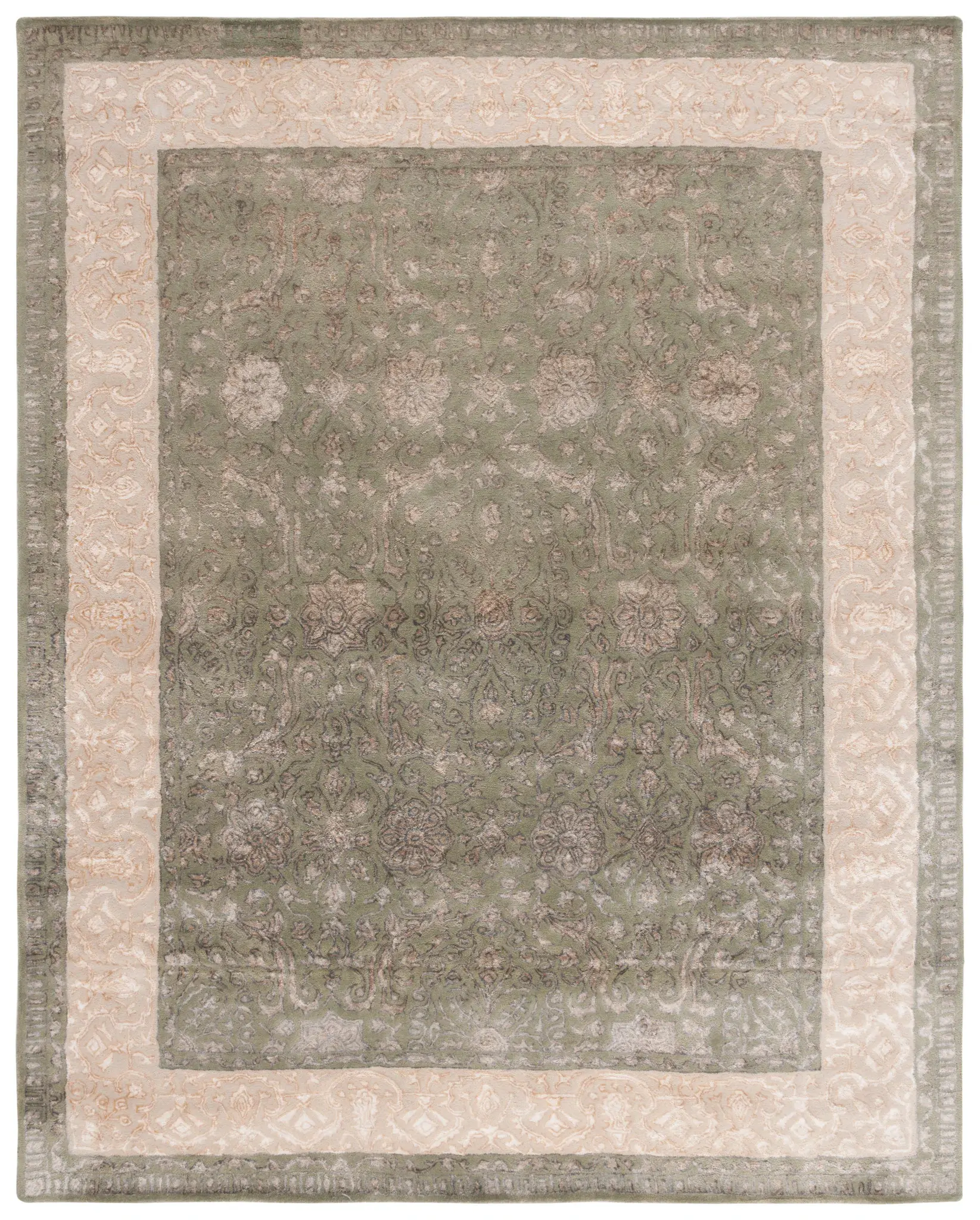 Silk Road Floral Bordered Hand-Tufted Wool Rug