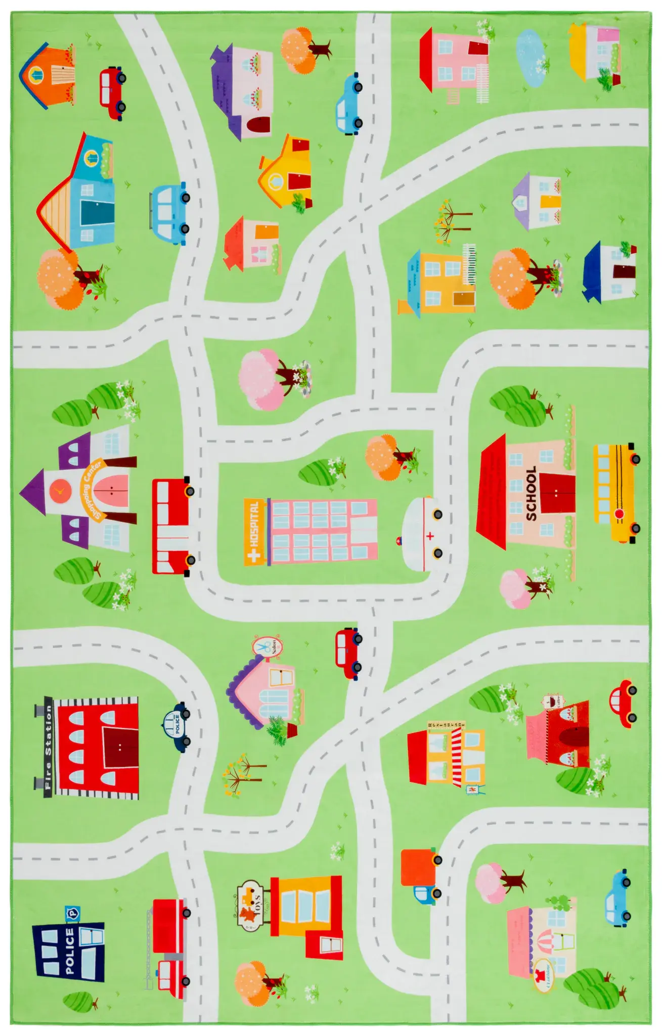 Santa Monica Kids Town Map Washable Rug