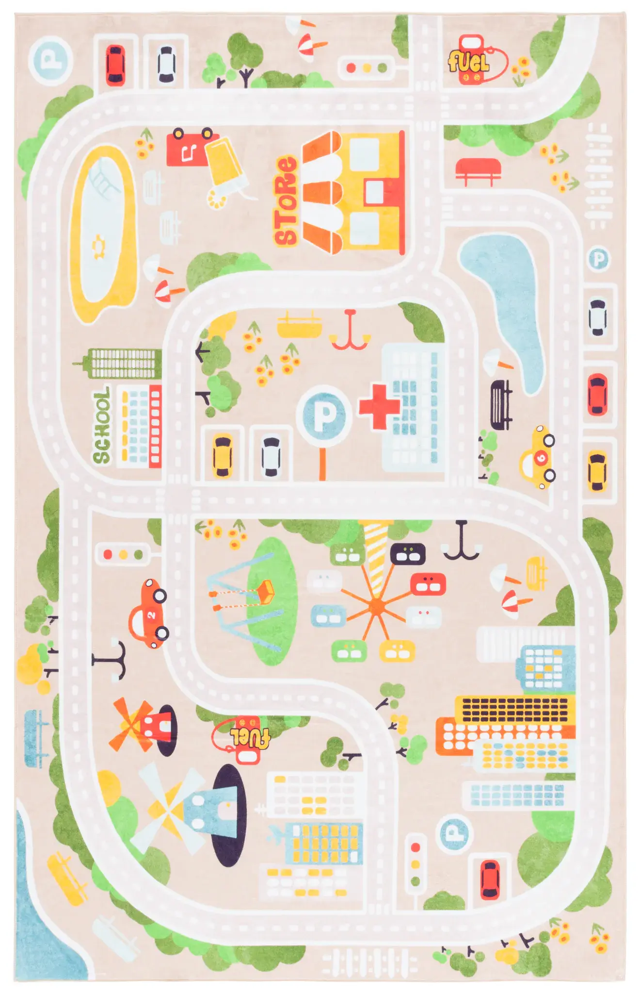 Santa Monica Kids Road Map Washable Rug