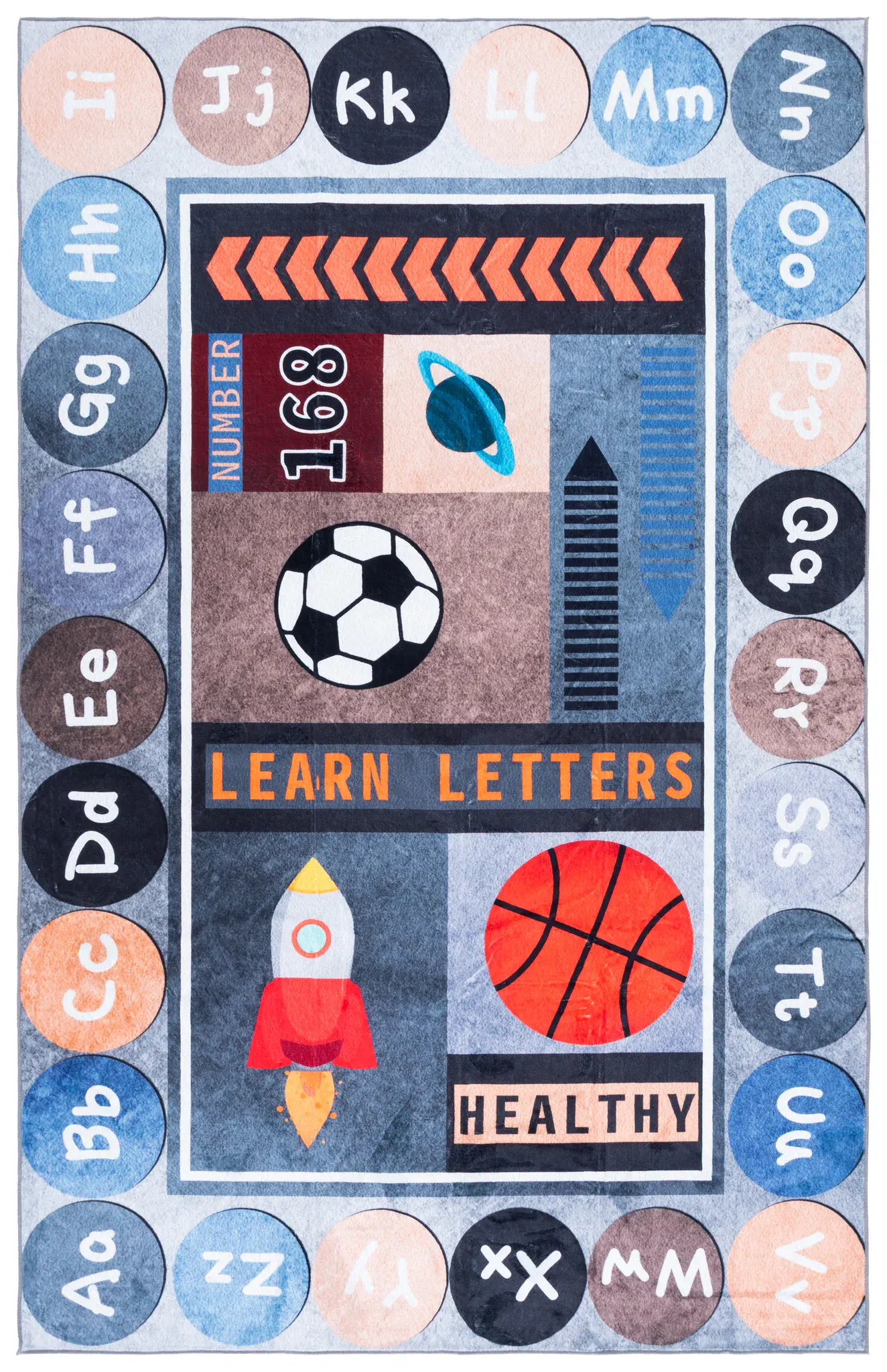 Santa Monica Kids Alphabet And Sports Washable Rug