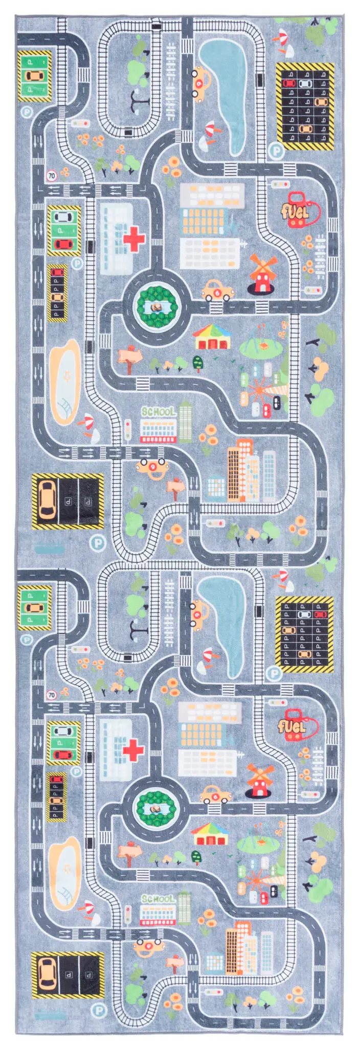 Santa Monica Kids City Traffic Map Washable Rug