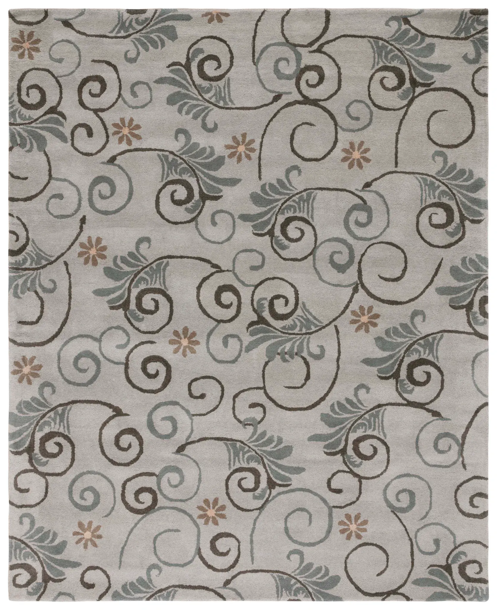 Soho Scroll And Blossom Hand-Tufted Wool Rug