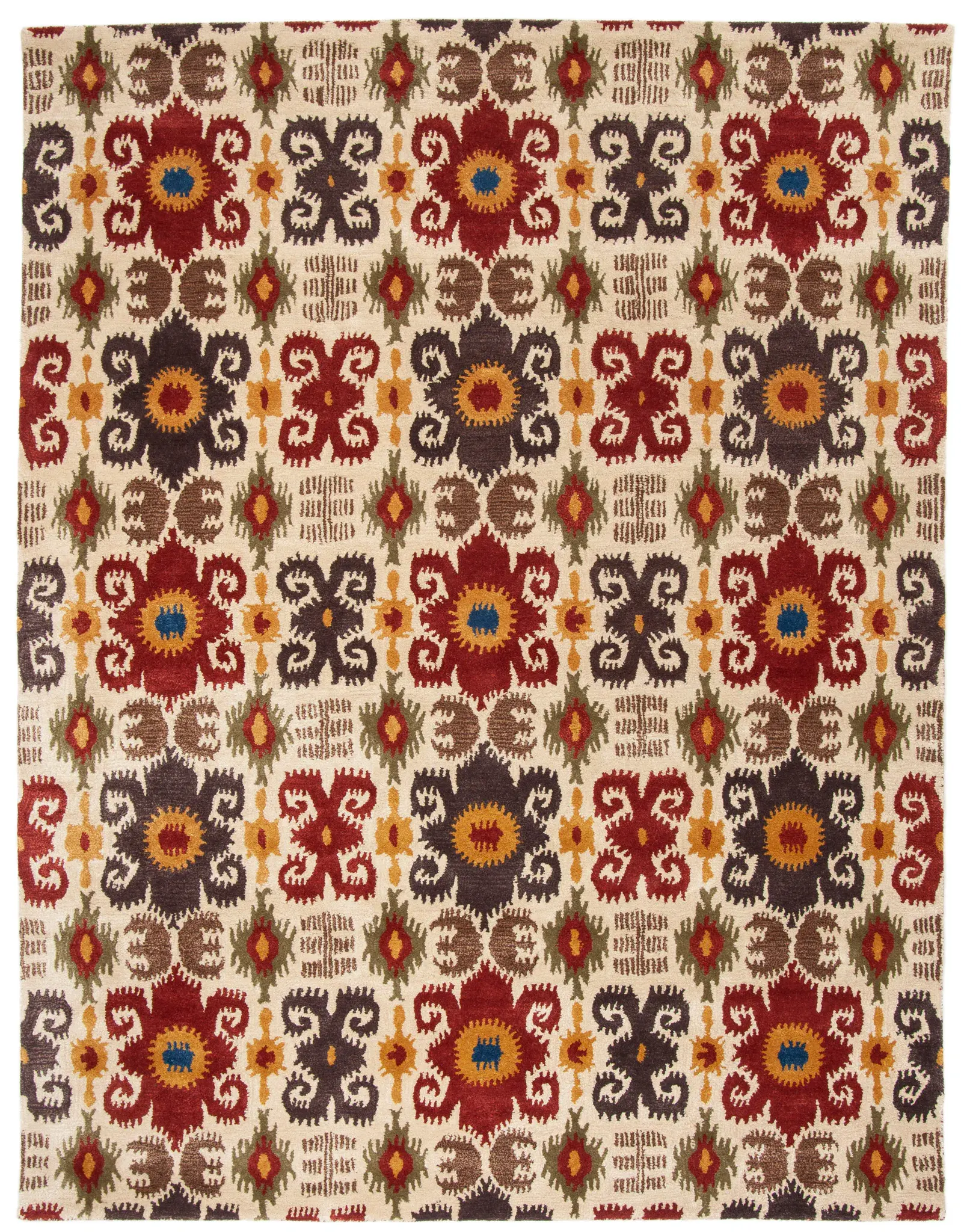 Soho Ikat Floral Hand-Tufted Wool Rug