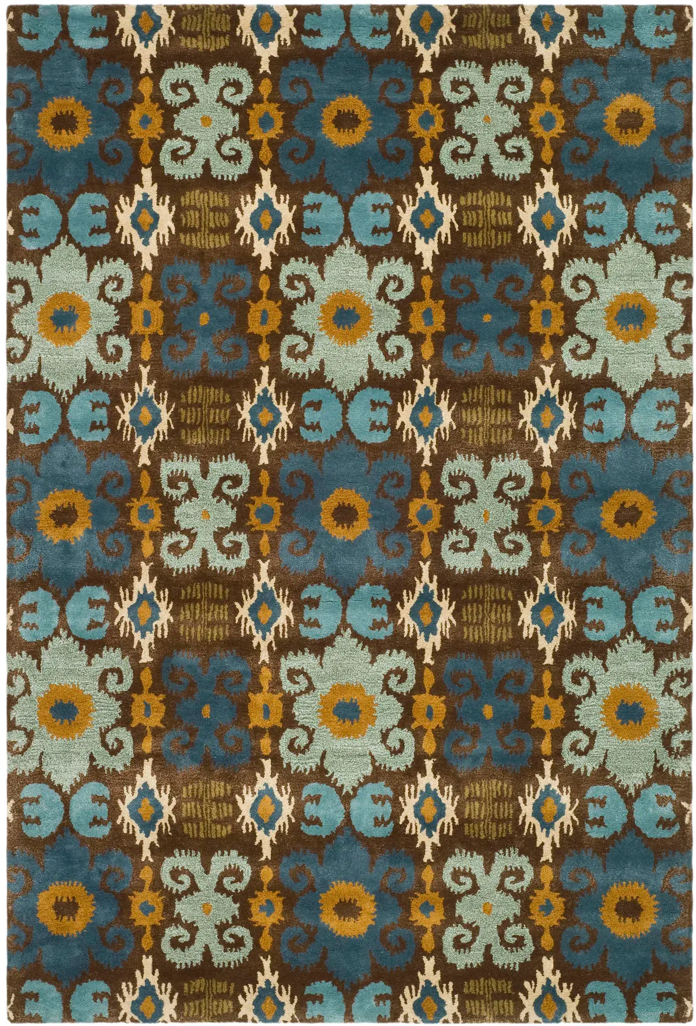 Soho Ikat Floral Hand-Tufted Wool Rug