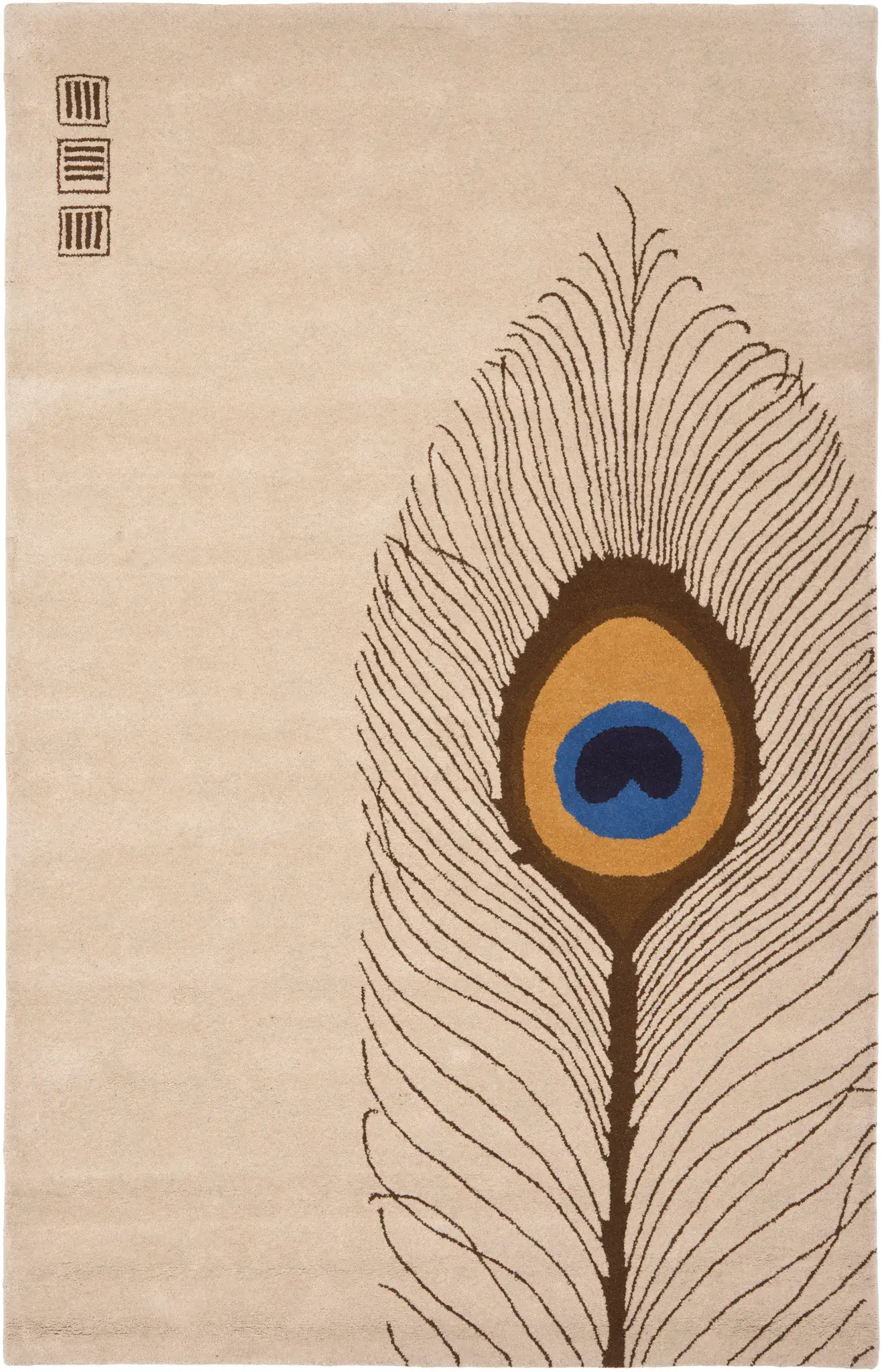 Soho Single Peacock Feather Hand-Tufted Rug