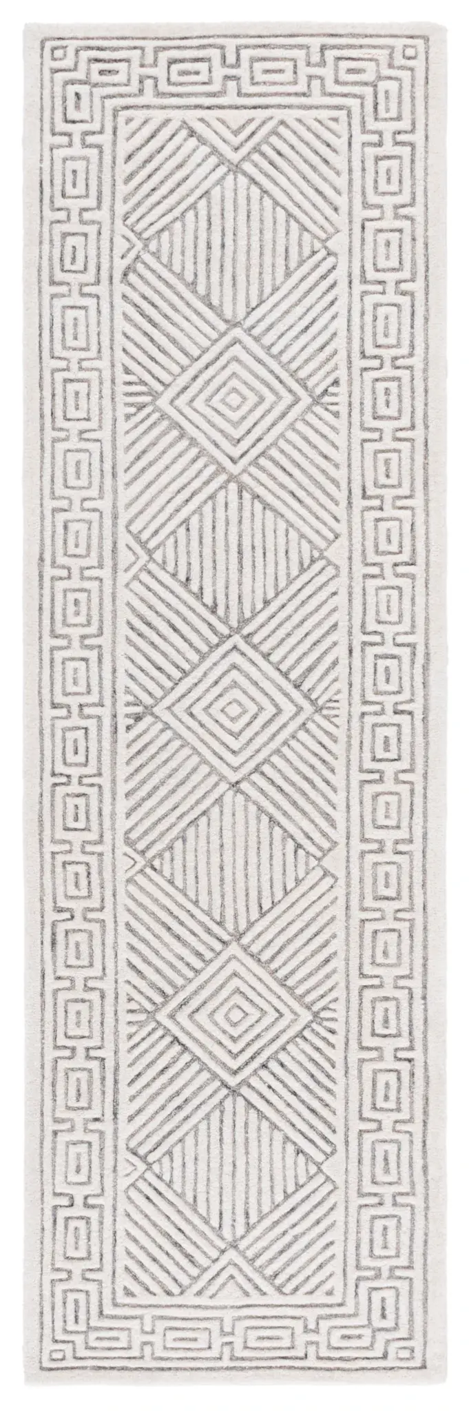 Soho Geometric Border Hand-Tufted Wool Rug