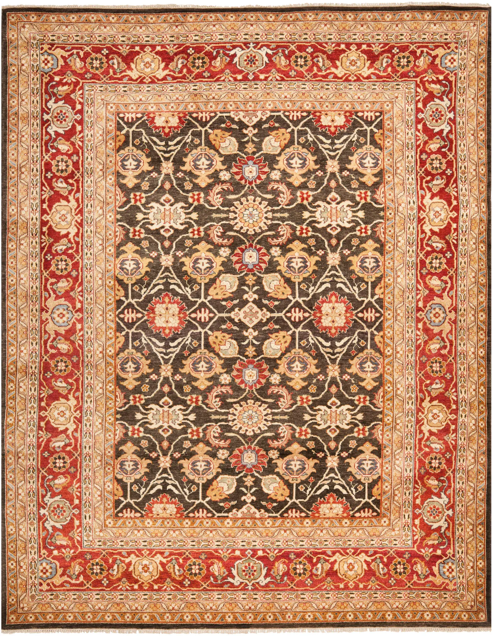Samarkand Traditional Allover Floral Hand-Knotted Wool Rug