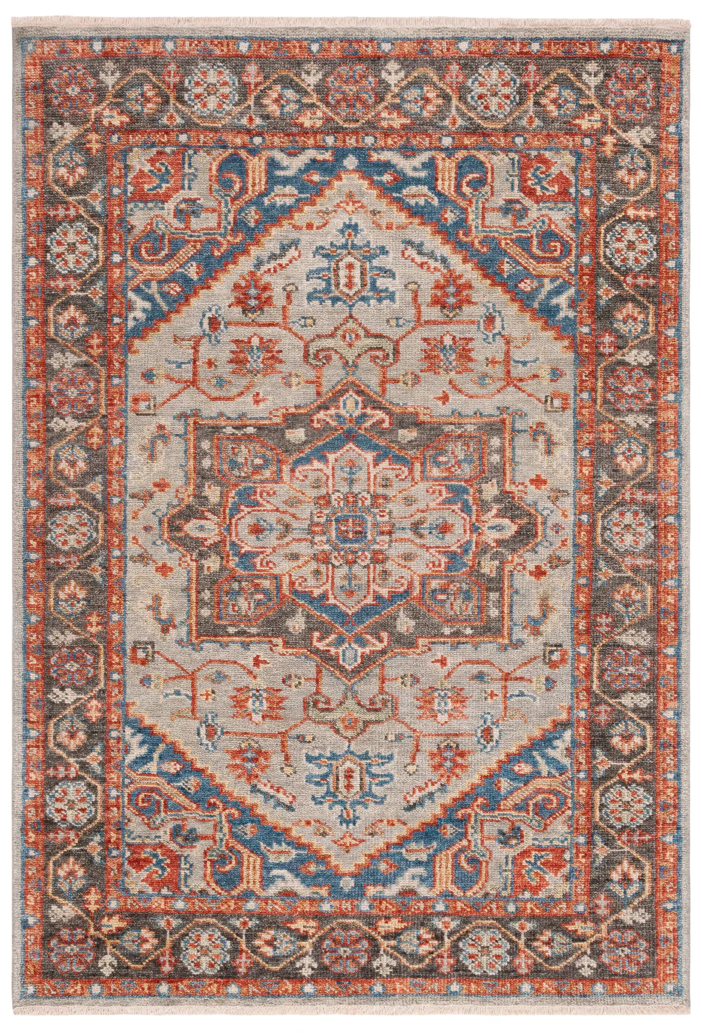 Samarkand Medallion Bordered Hand-Knotted Wool Rug