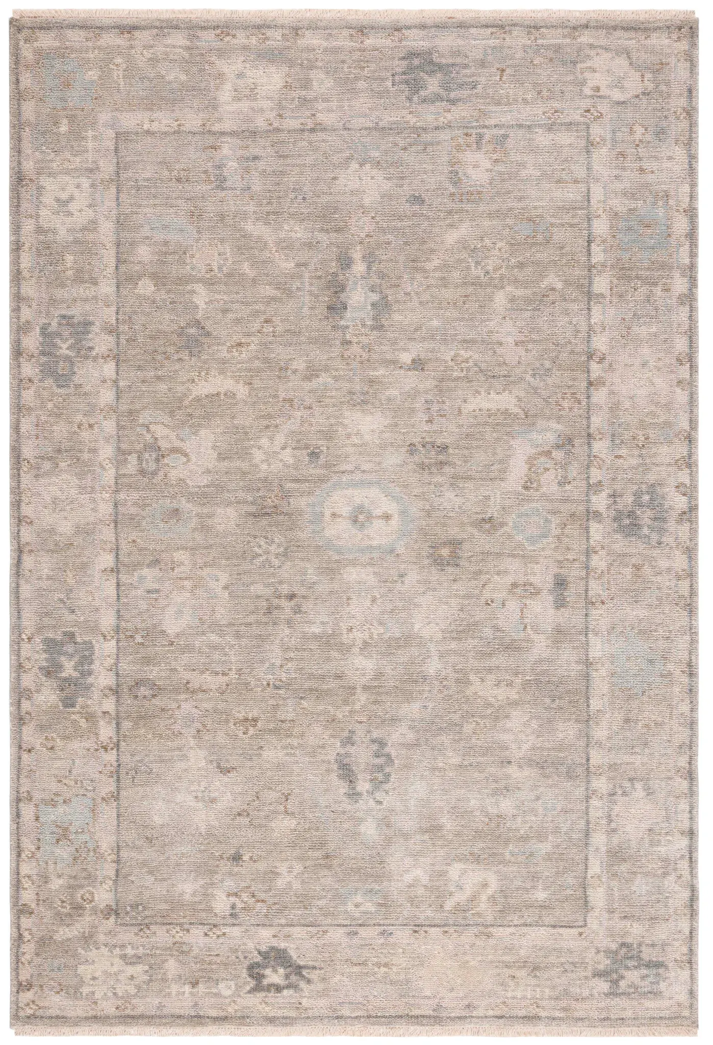 Samarkand Faded Floral Hand-Knotted Wool Rug