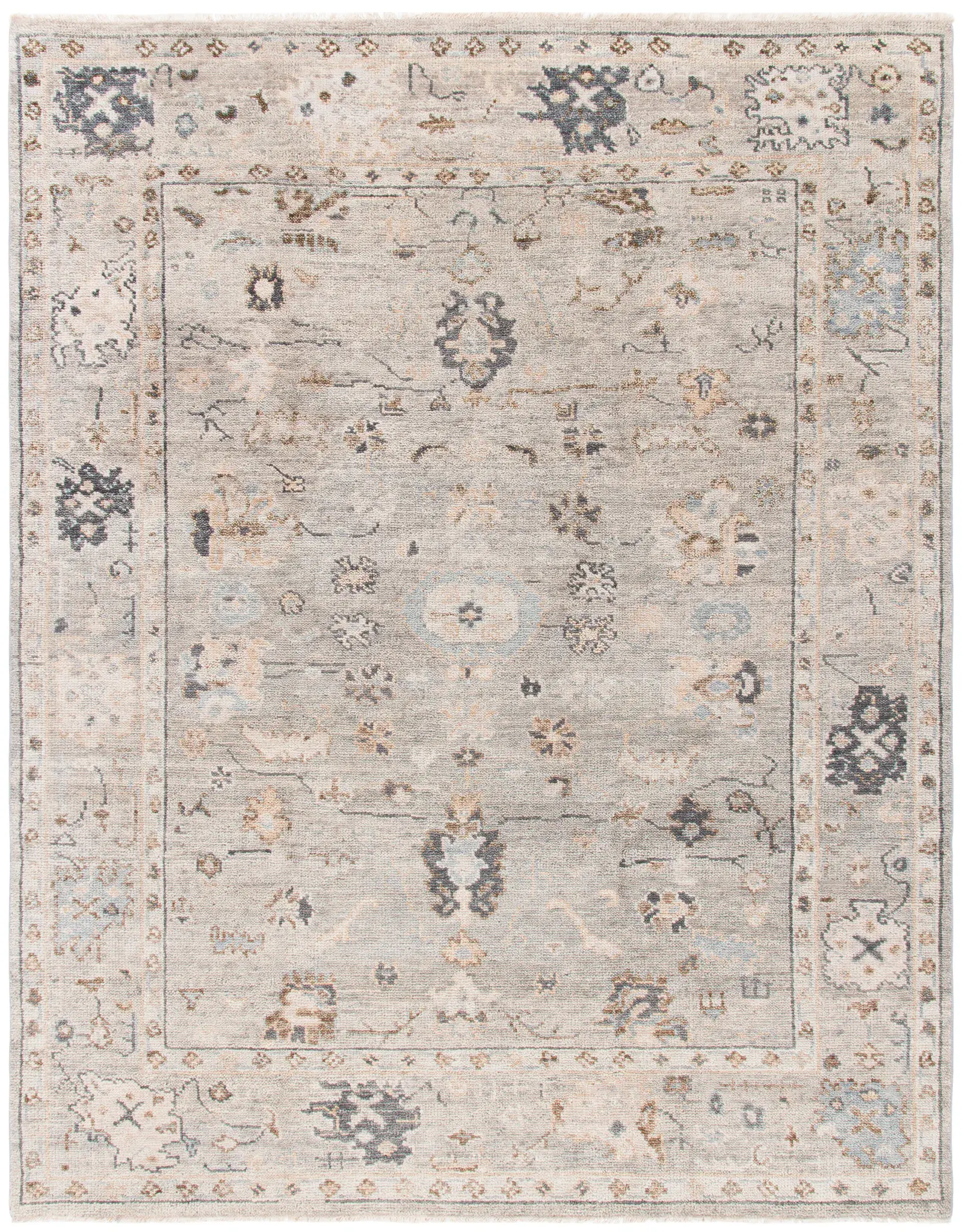 Samarkand Faded Floral Hand-Knotted Wool Rug