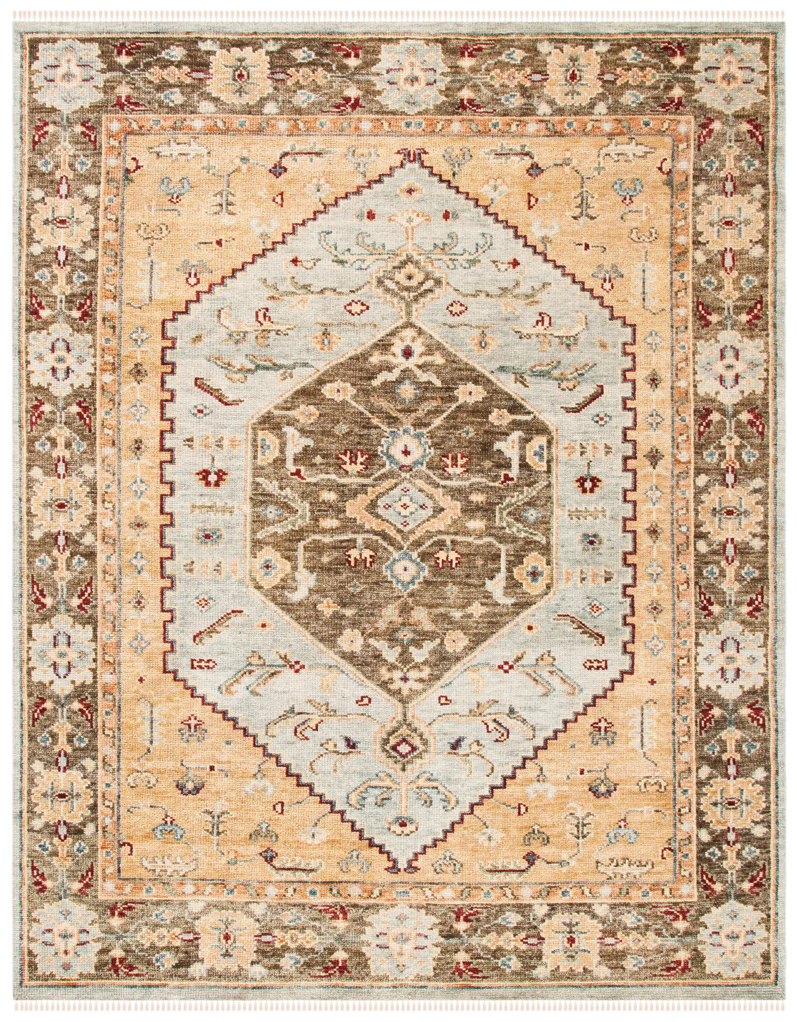 Samarkand Stepped Hexagon Medallion Hand-Knotted Wool Rug