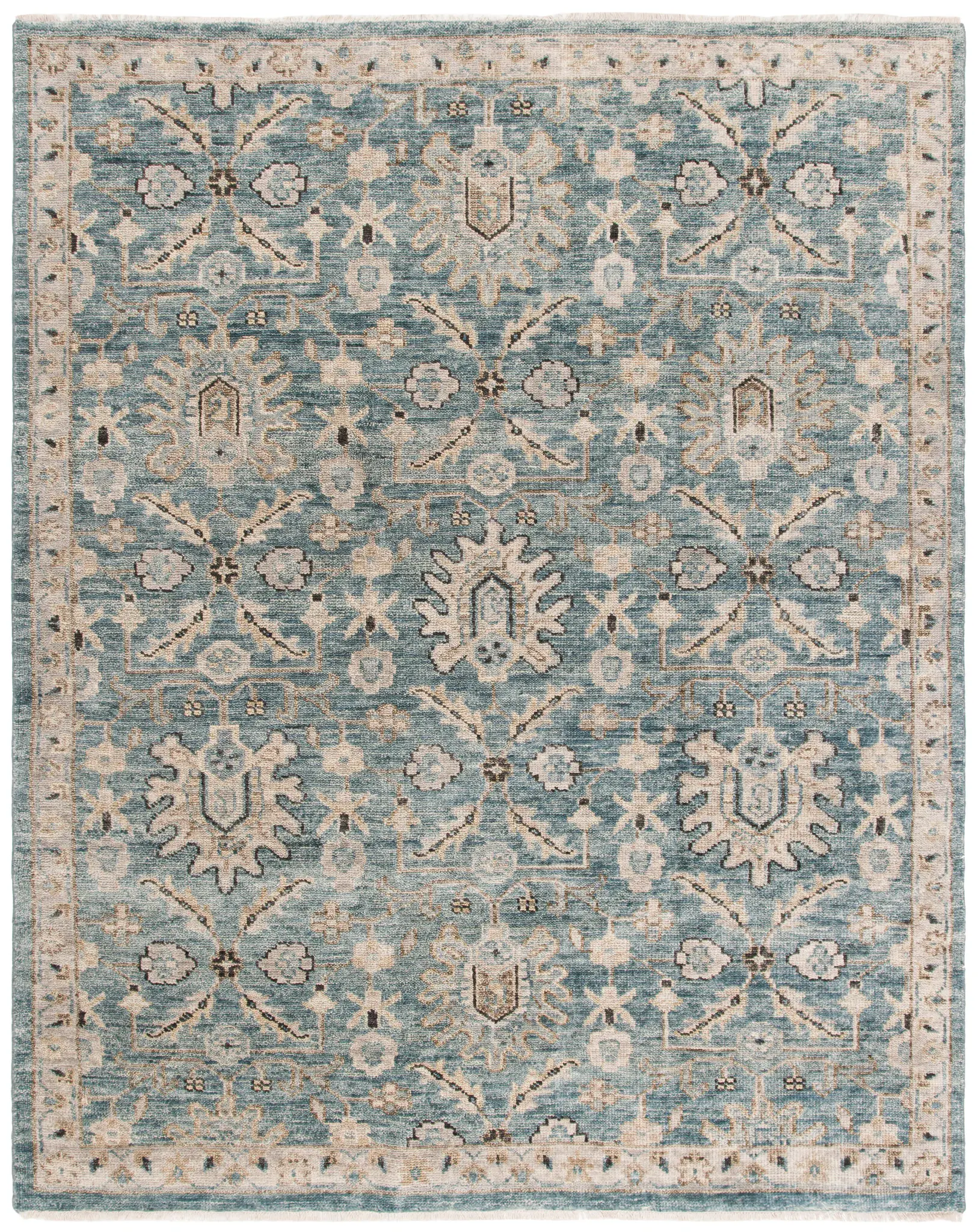 Samarkand Stylized Floral Hand-Knotted Wool Rug