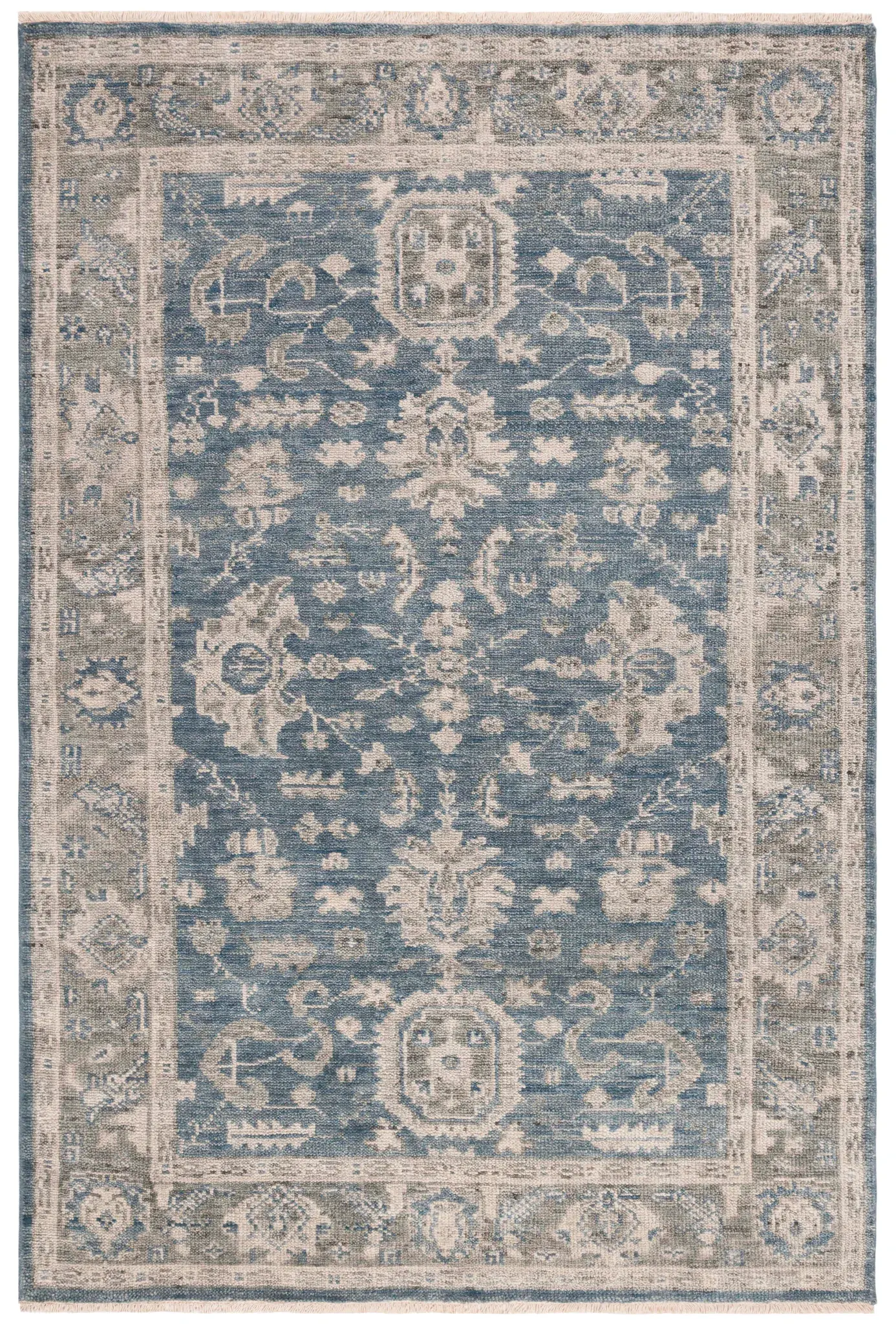 Samarkand Stylized Palmette Hand-Knotted Wool Rug