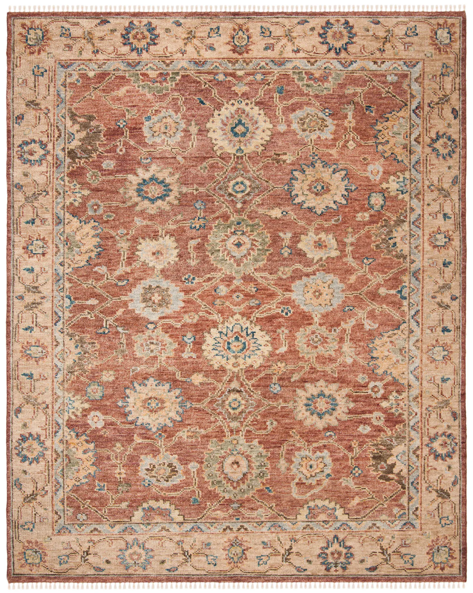 Samarkand Floral Lattice Hand-Knotted Wool Rug