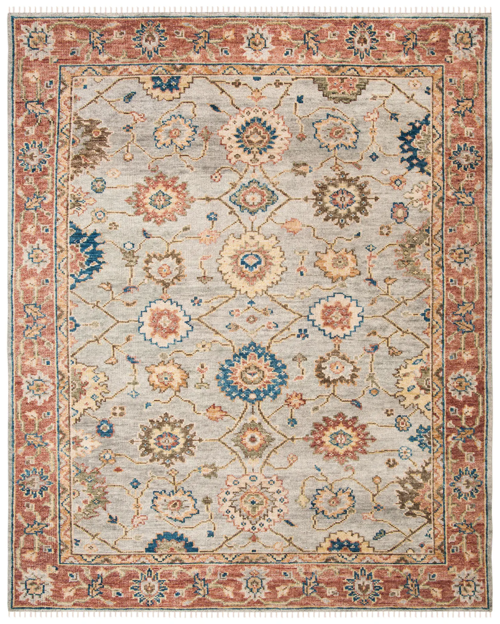 Samarkand Floral Lattice Hand-Knotted Wool Rug