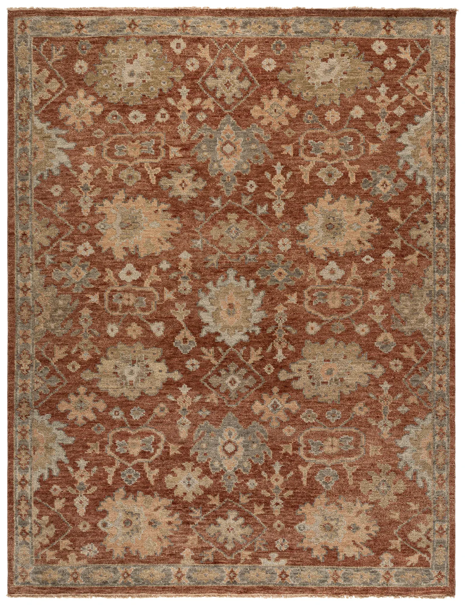 Samarkand Allover Floral Hand-Knotted Wool Rug