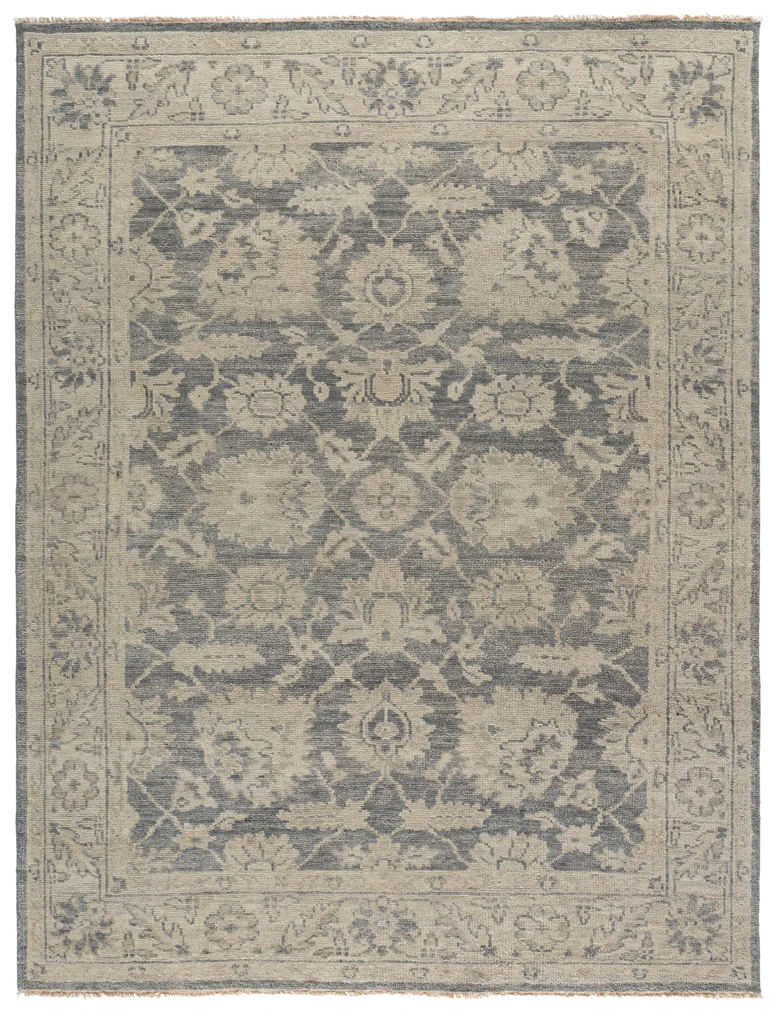 Samarkand Palmette Floral Trellis Hand-Knotted Wool Rug