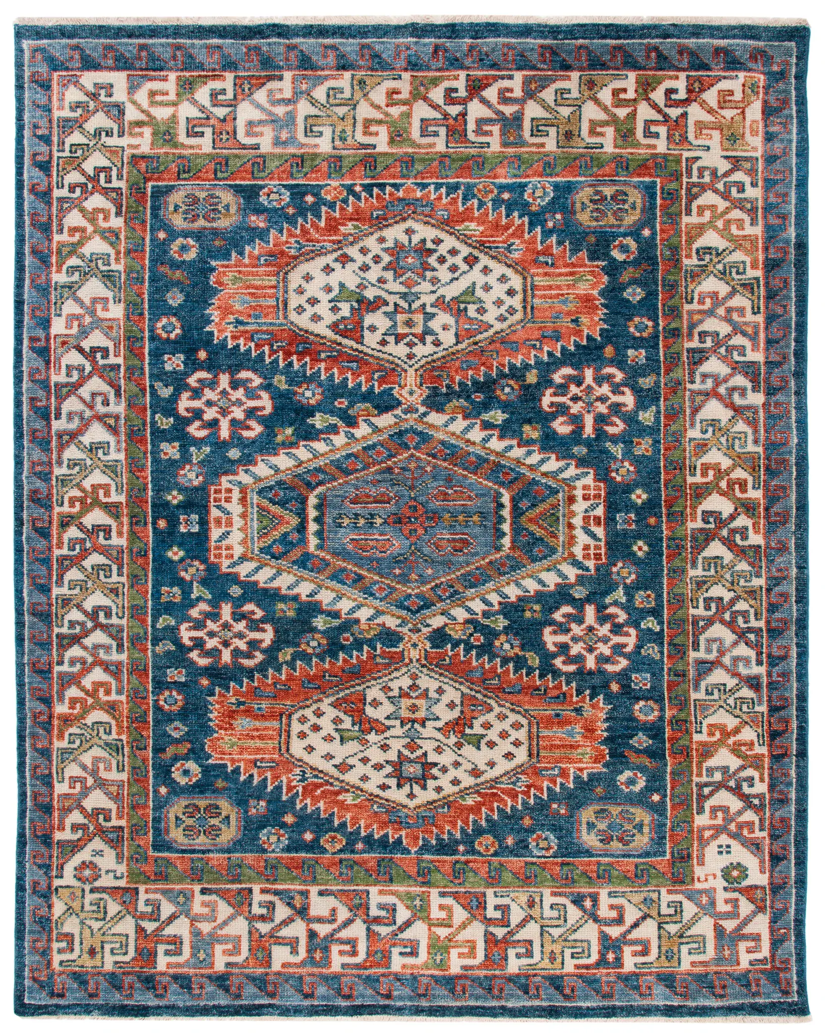 Samarkand Triple Medallion Hand-Knotted Wool Rug