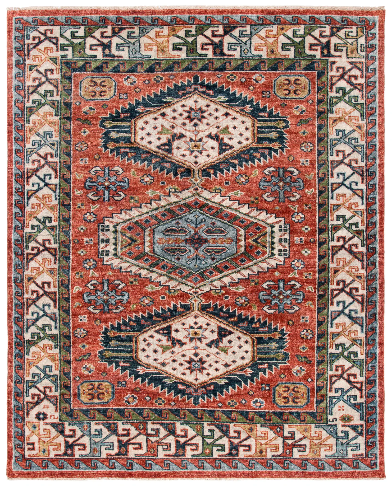 Samarkand Triple Medallion Hand-Knotted Wool Rug
