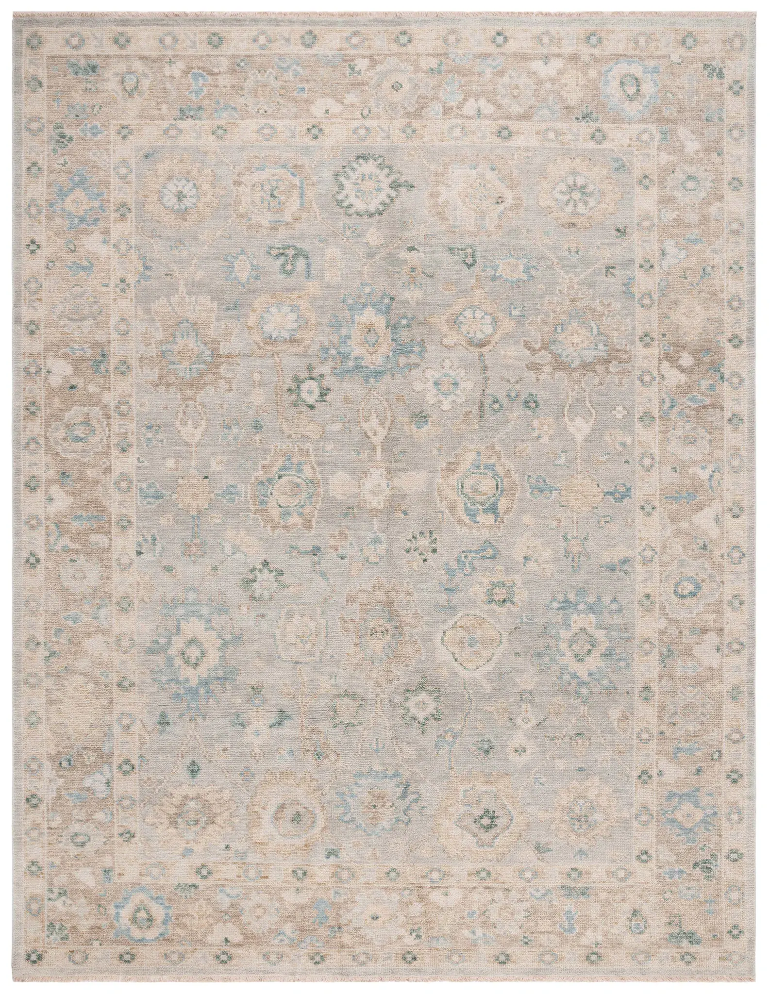 Samarkand Scattered Floral Hand-Knotted Wool Rug