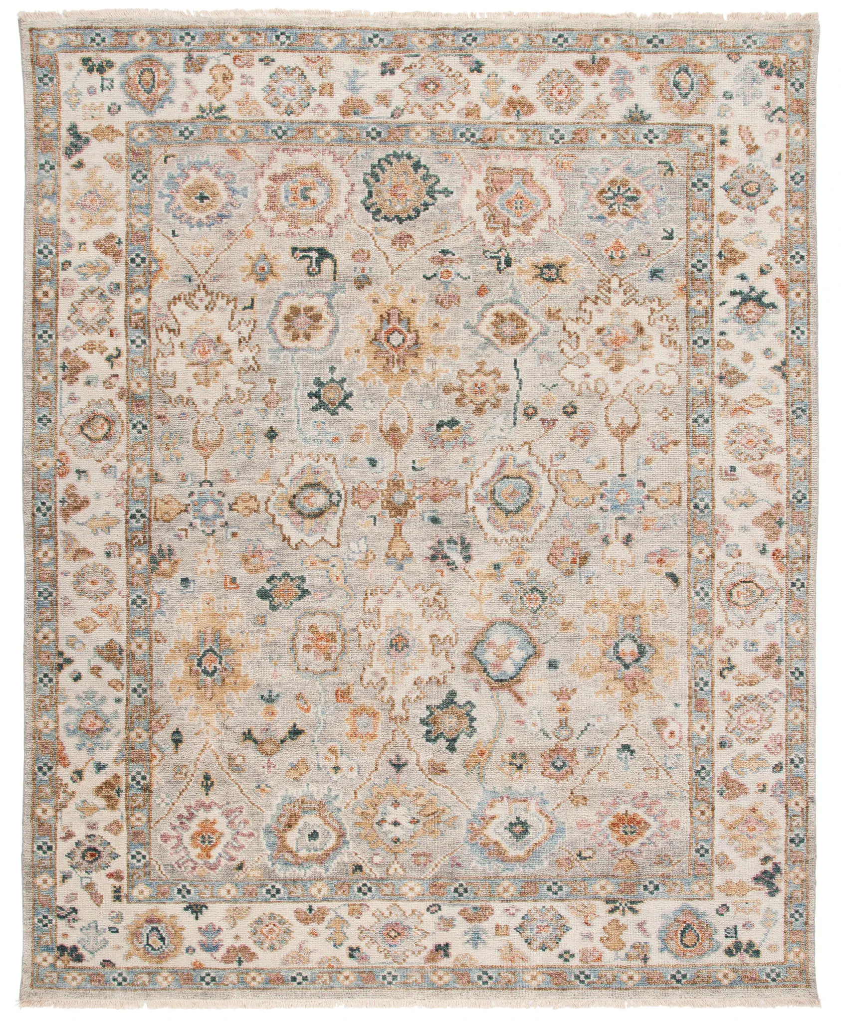 Samarkand Scattered Floral Hand-Knotted Wool Rug