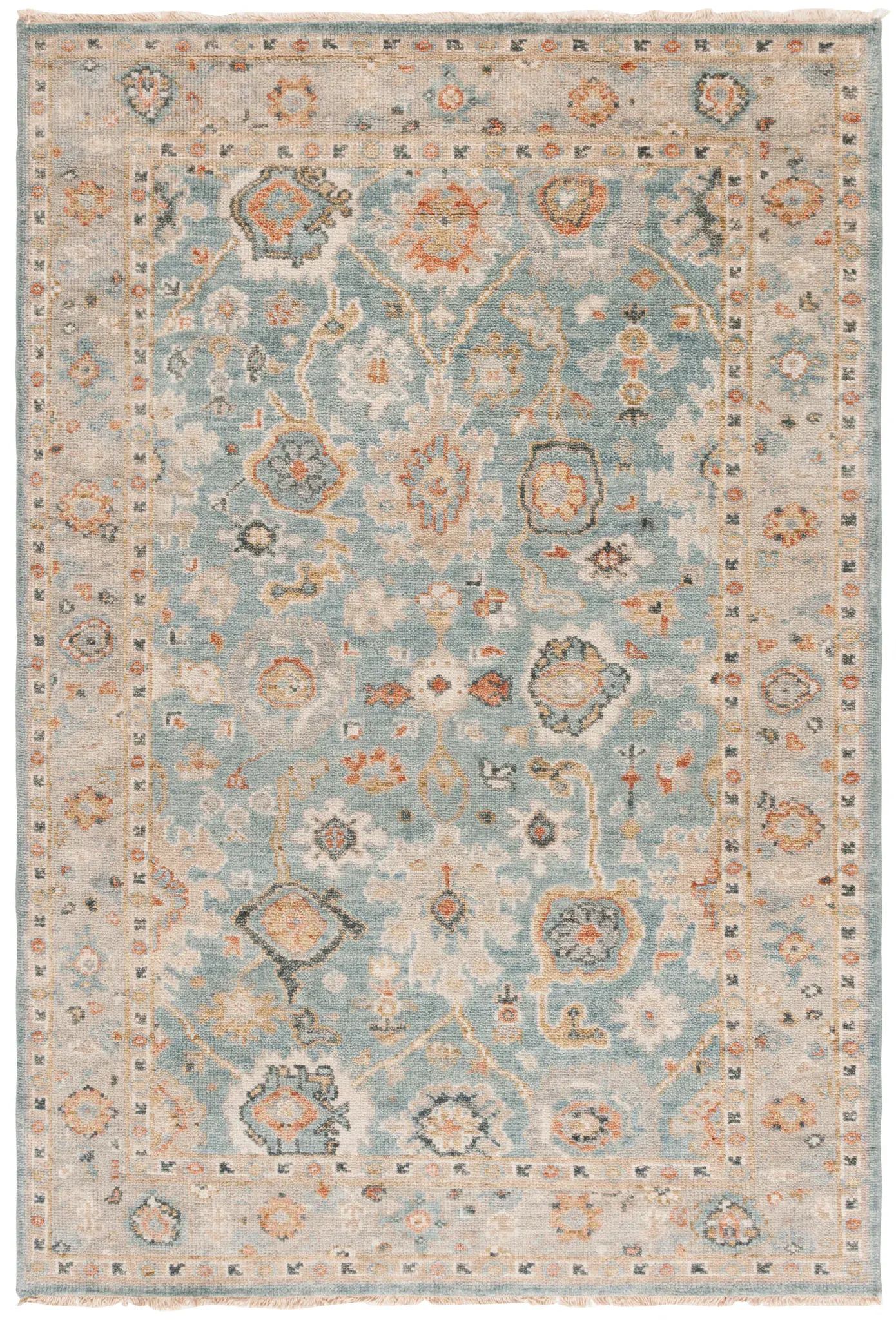 Samarkand Scattered Floral Hand-Knotted Wool Rug