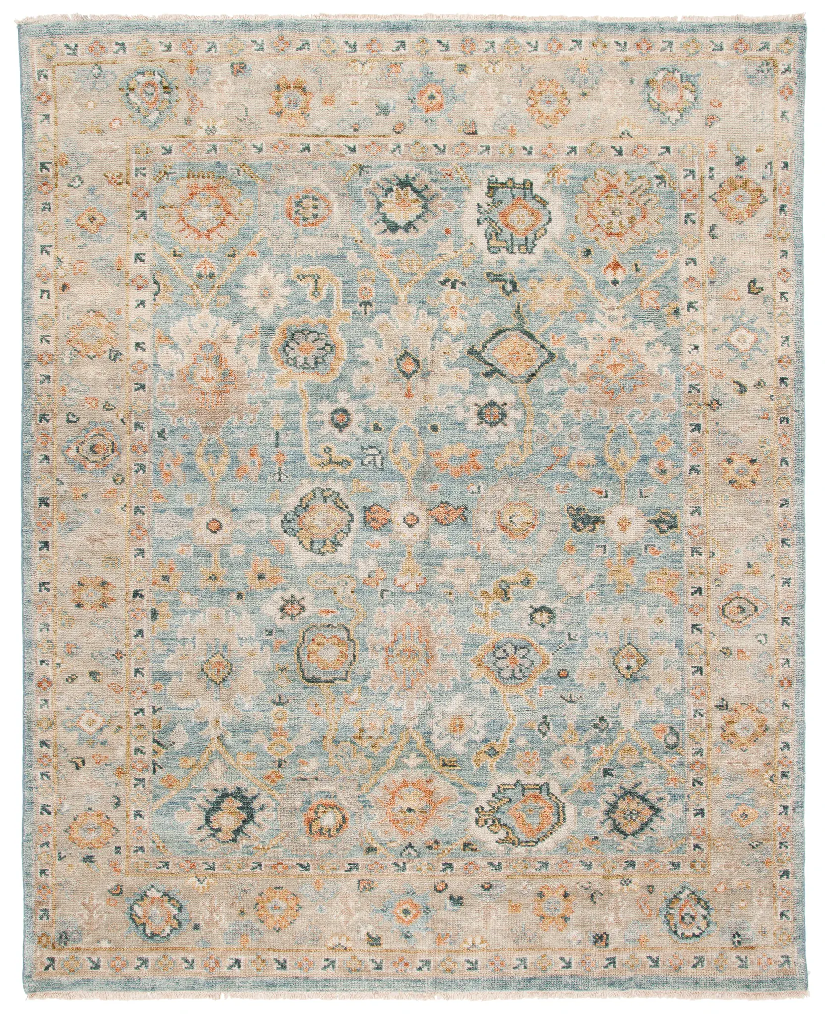 Samarkand Scattered Floral Hand-Knotted Wool Rug