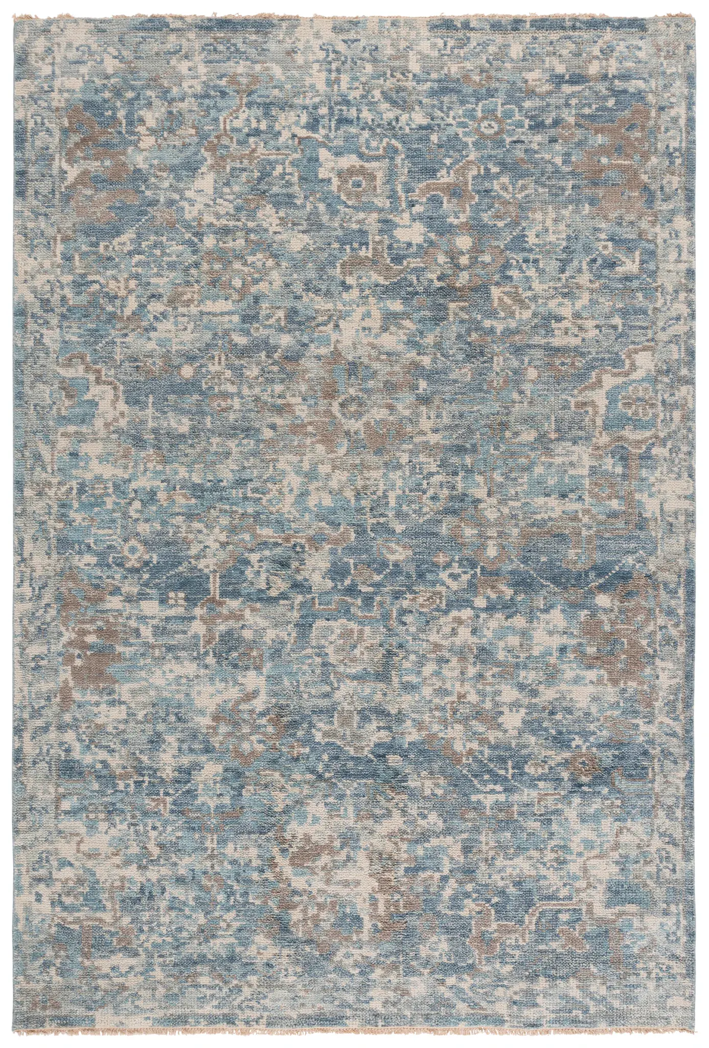 Samarkand Distressed Floral Hand-Knotted Rug