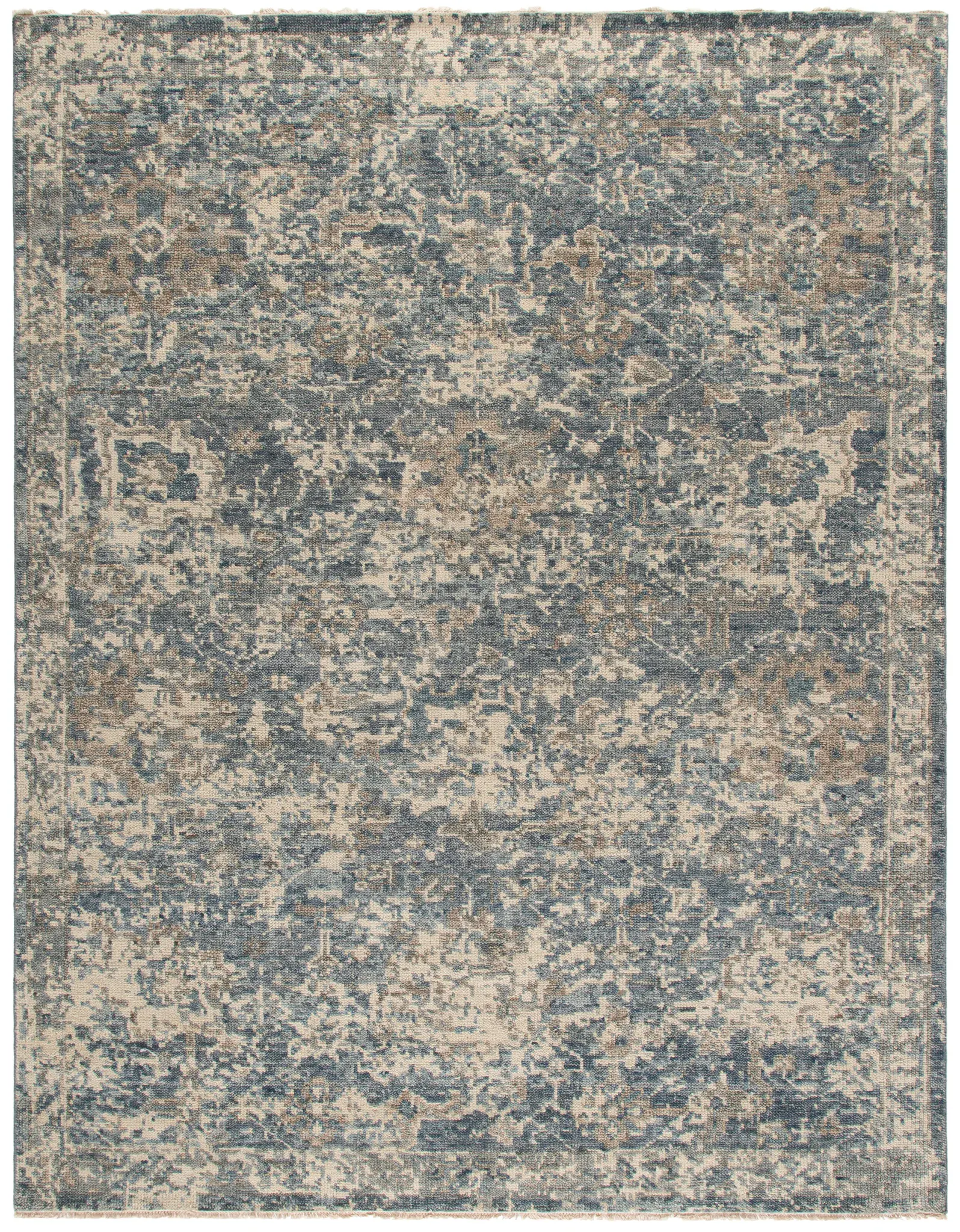 Samarkand Distressed Floral Hand-Knotted Rug