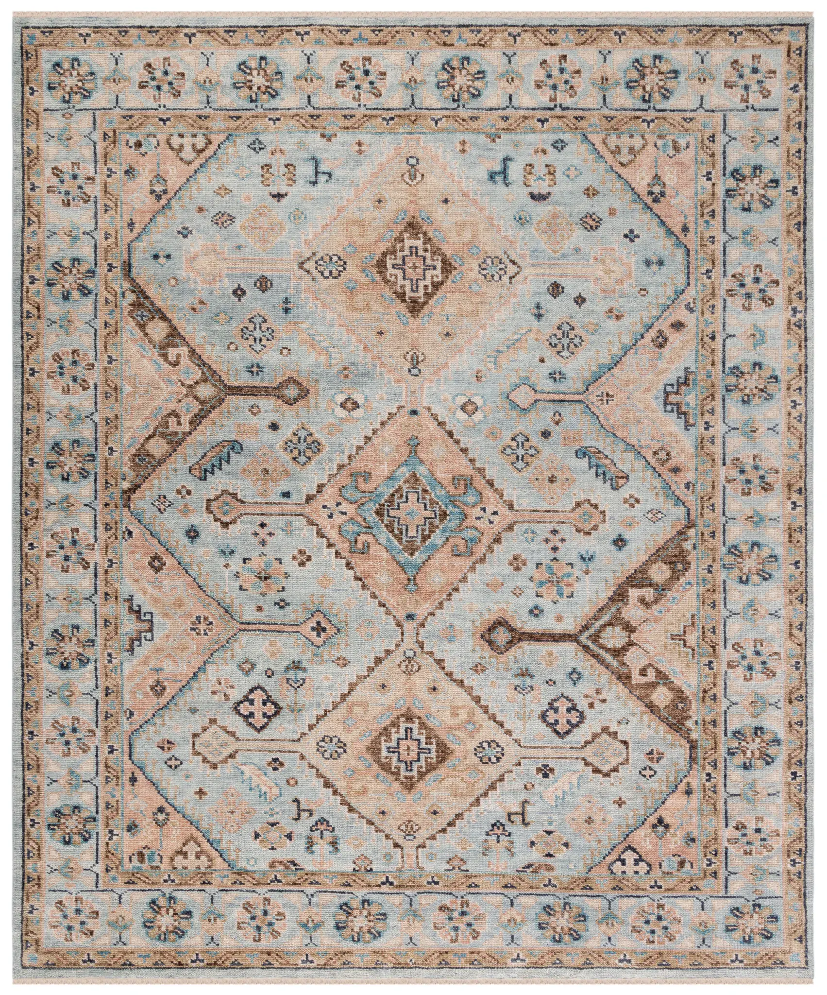 Samarkand Tribal Medallion Bordered Hand-Knotted Wool Rug