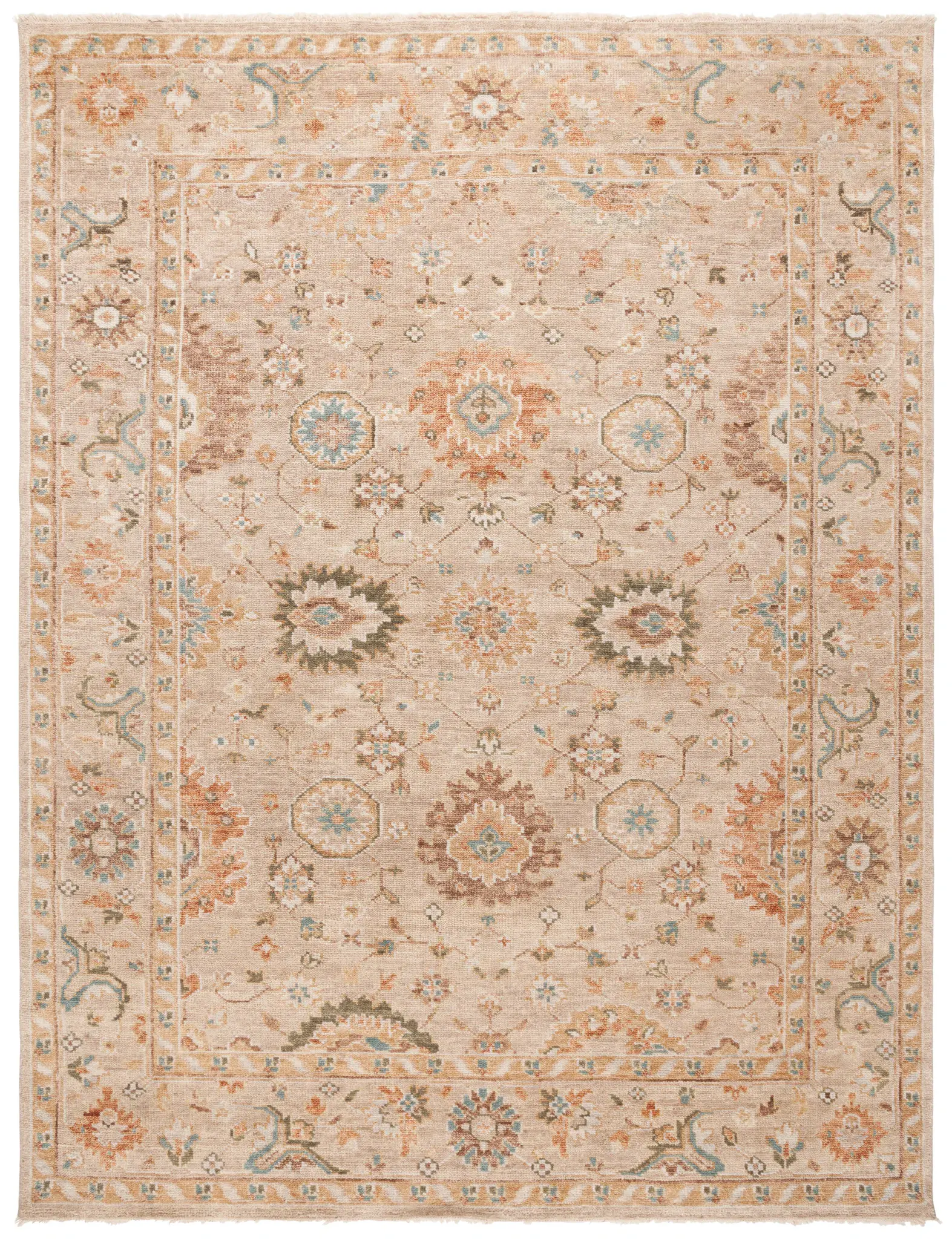 Samarkand Floral Trellis Hand-Knotted Wool Rug